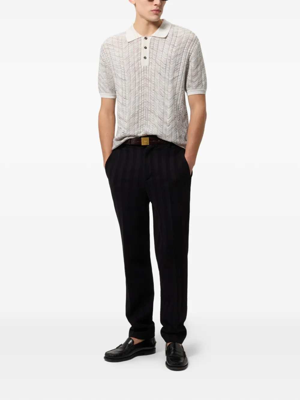 Missoni Men Open-Knit Cotton And Viscose Polo Shirt MISSONI
