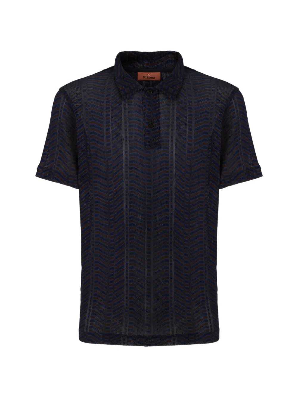 Missoni Men Viscose And Cotton Polo Shirt With A Greek Key Pattern. MISSONI
