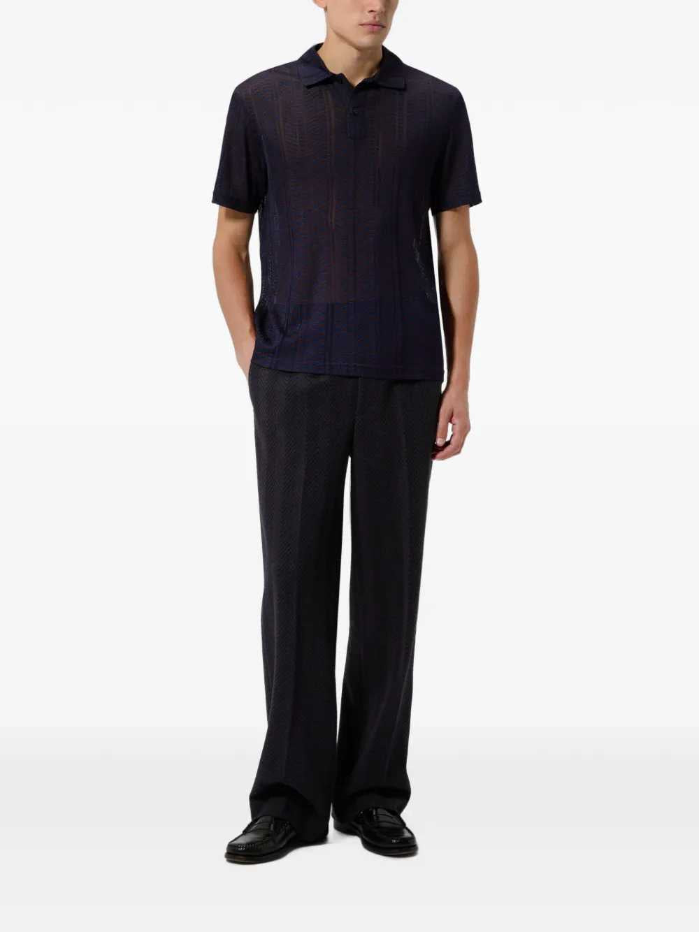 Missoni Men Viscose And Cotton Polo Shirt With A Greek Key Pattern. MISSONI