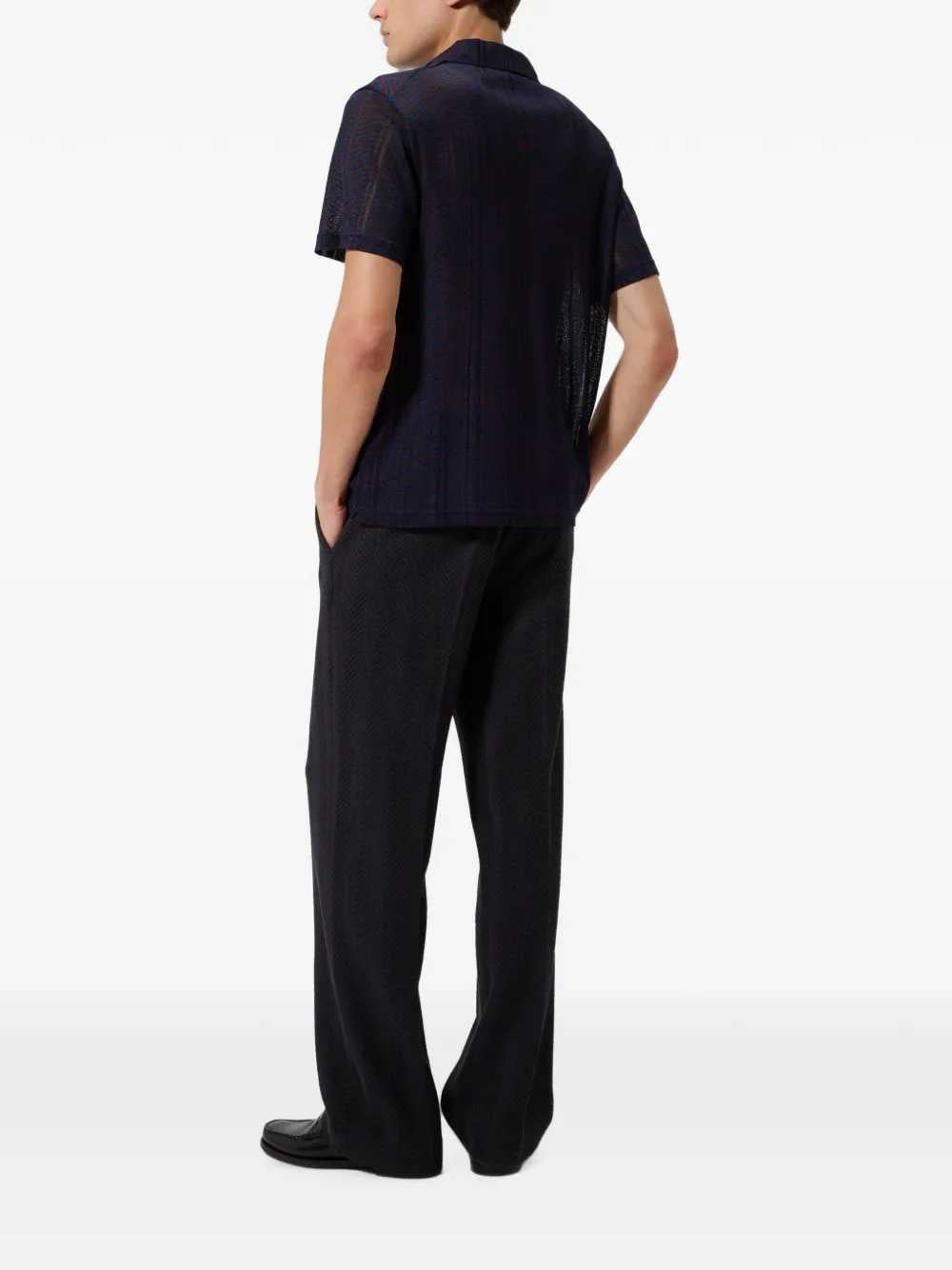 Missoni Men Viscose And Cotton Polo Shirt With A Greek Key Pattern. MISSONI