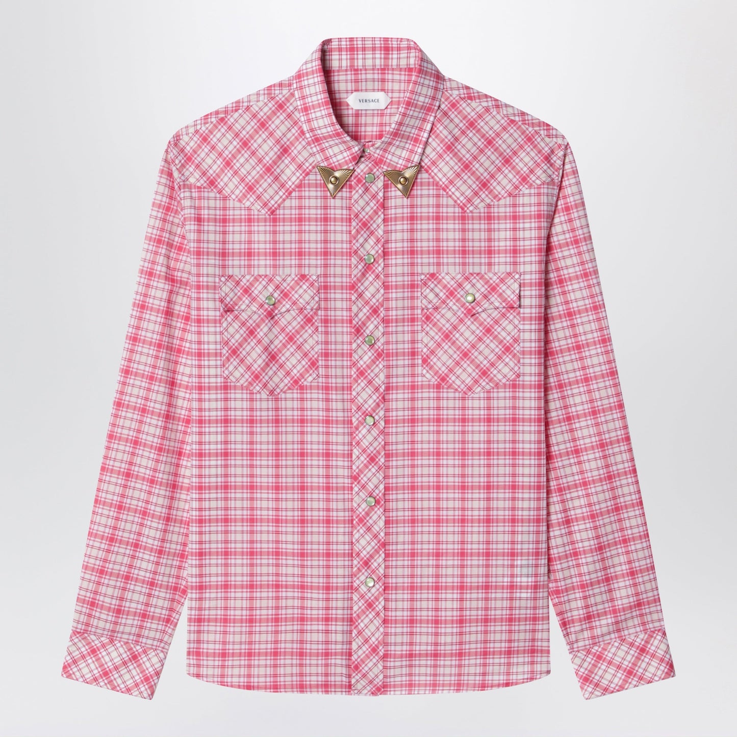 Versace Slim-Fit Cotton Poplin Check Shirt Men VERSACE