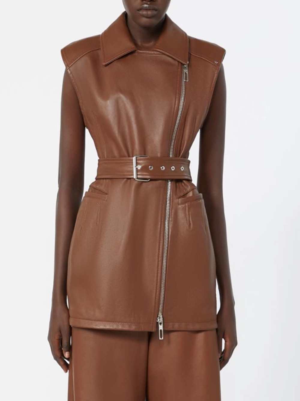 Sportmax Women Belted Sleeveless Jacket SPORTMAX