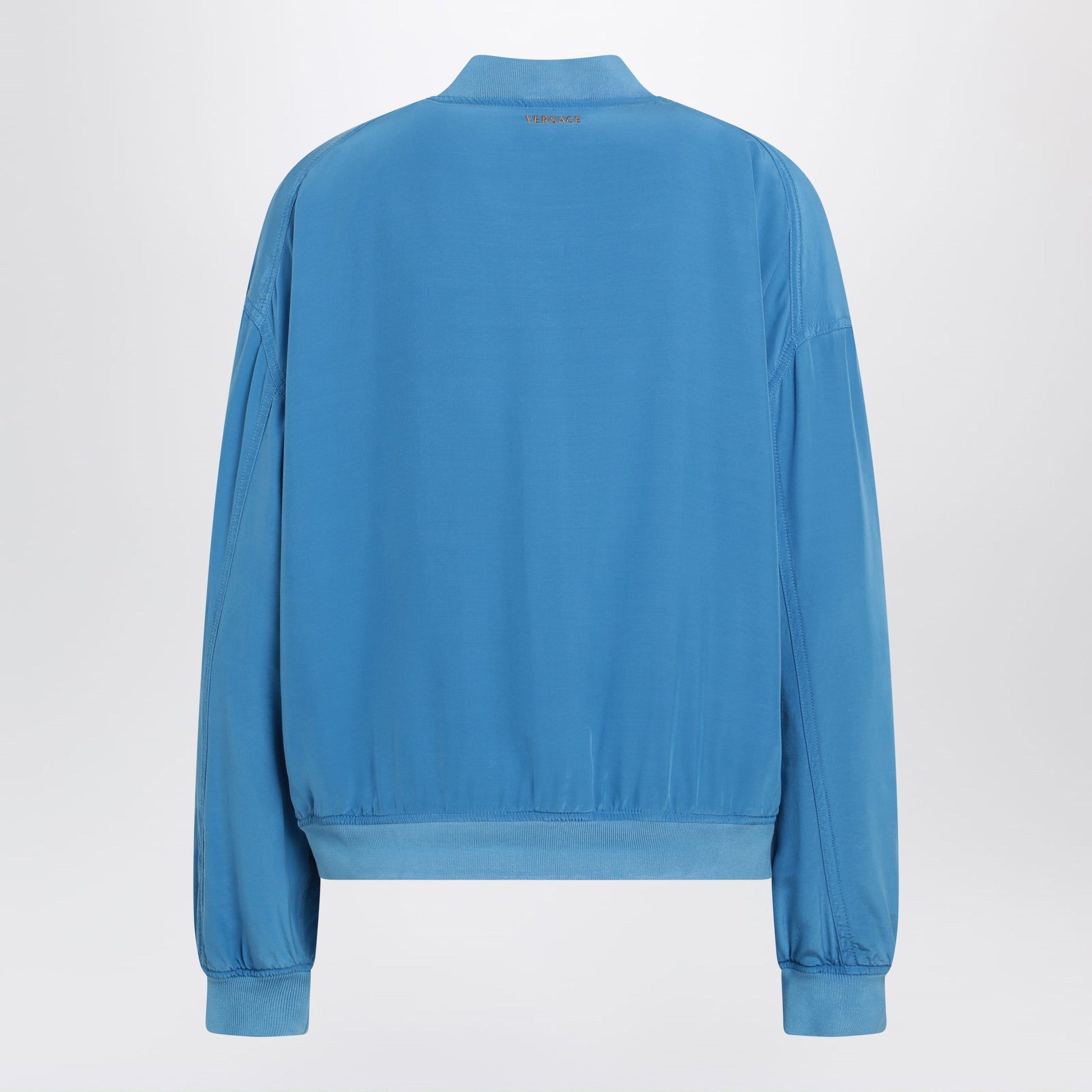 Versace Light Blue Silk Poplin Zip Blouson Women VERSACE