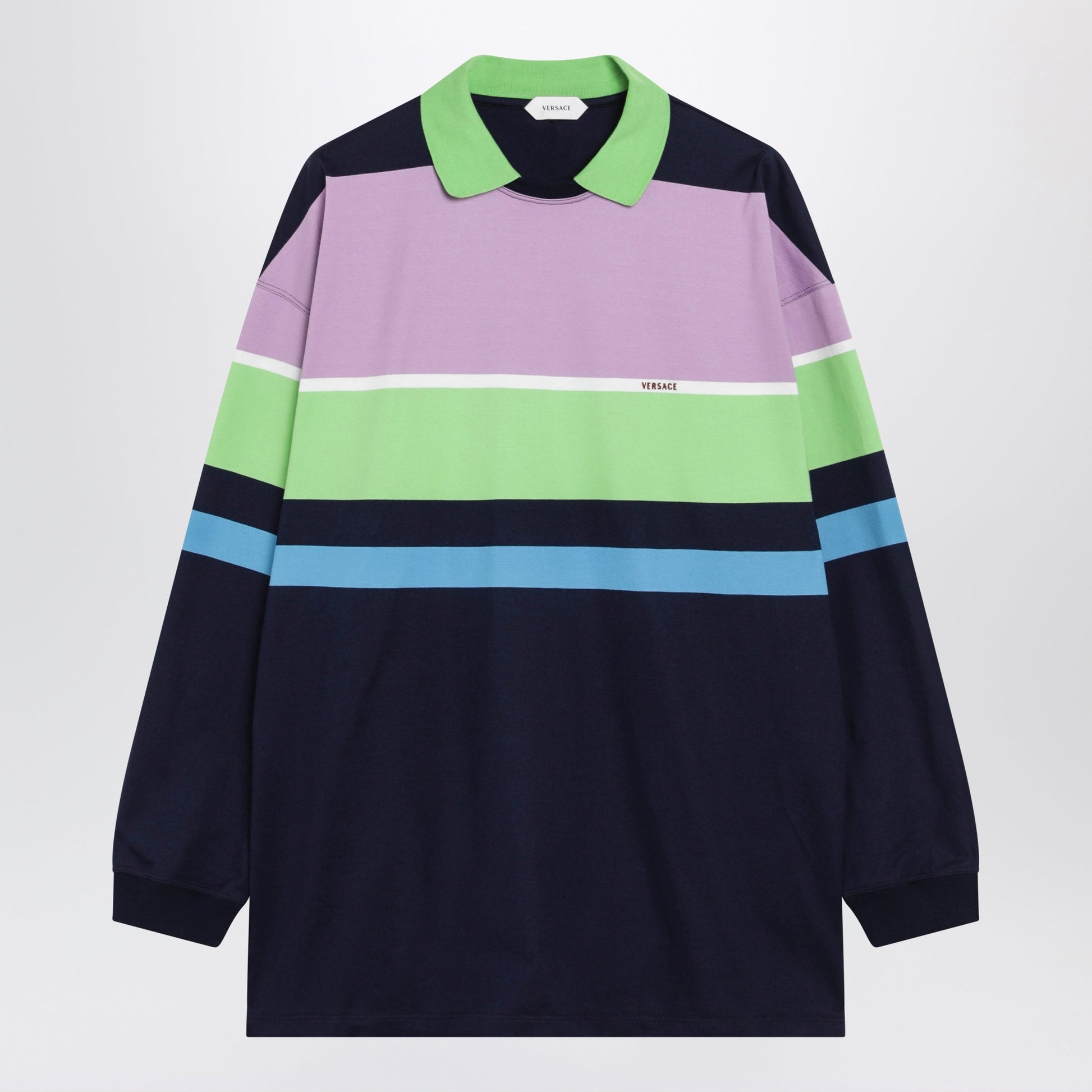 Versace Color-Block Striped Long-Sleeve Cotton Mini Dress Women VERSACE