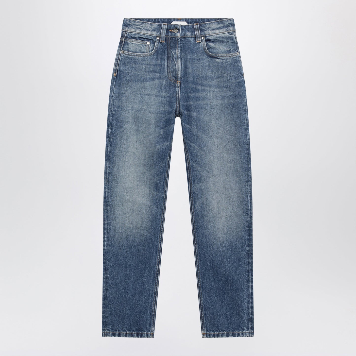 Versace High-Waisted Straight-Leg Light Blue Cotton Jeans Women VERSACE