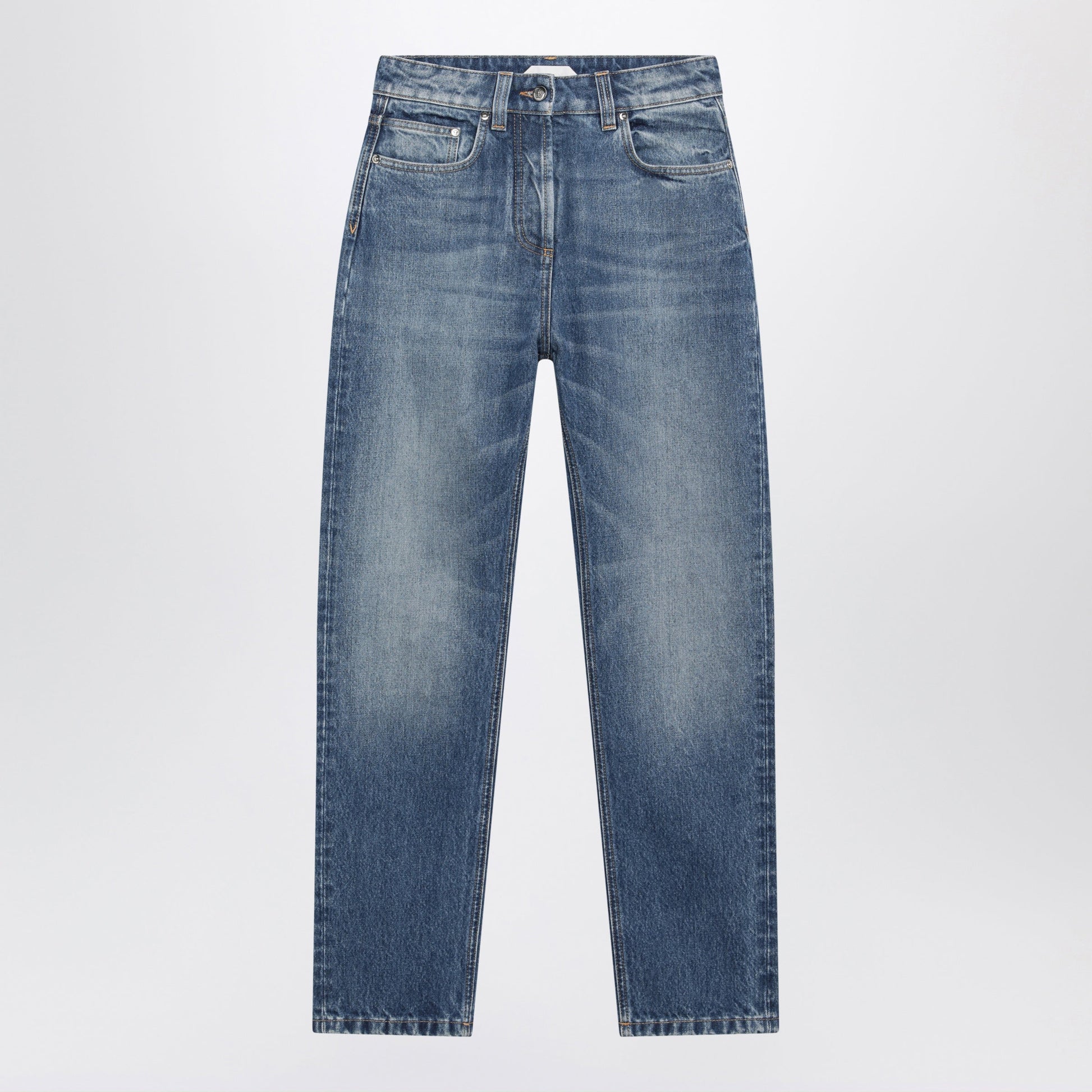 Versace High-Waisted Straight-Leg Light Blue Cotton Jeans Women VERSACE