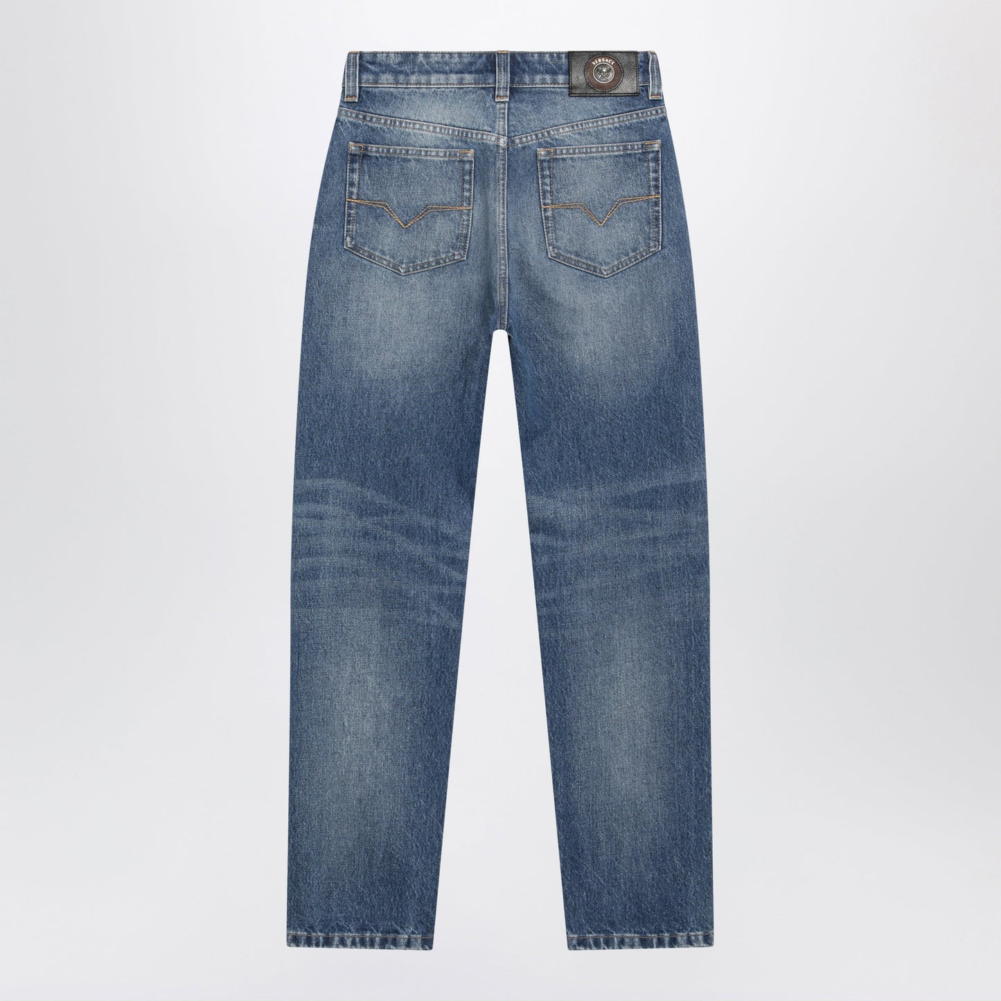 Versace High-Waisted Straight-Leg Light Blue Cotton Jeans Women VERSACE