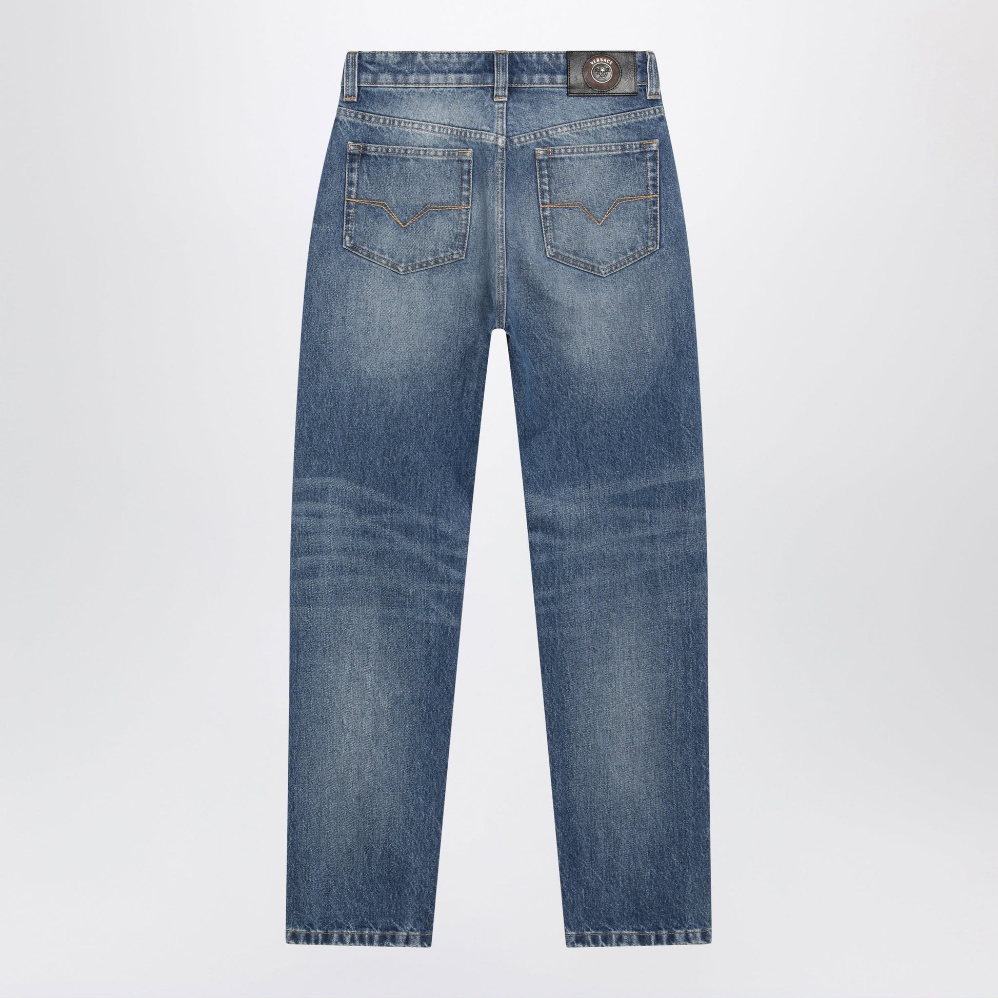 Versace High-Waisted Straight-Leg Light Blue Cotton Jeans Women VERSACE