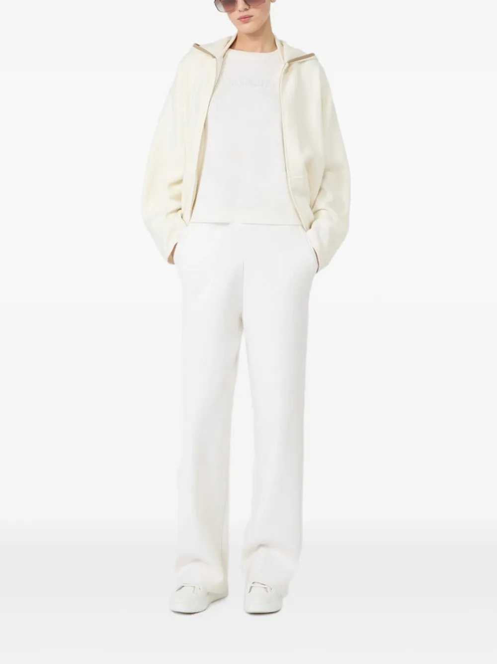 Max Mara Women Wool Knit Sweater With Raised Logo - White MAX MARA