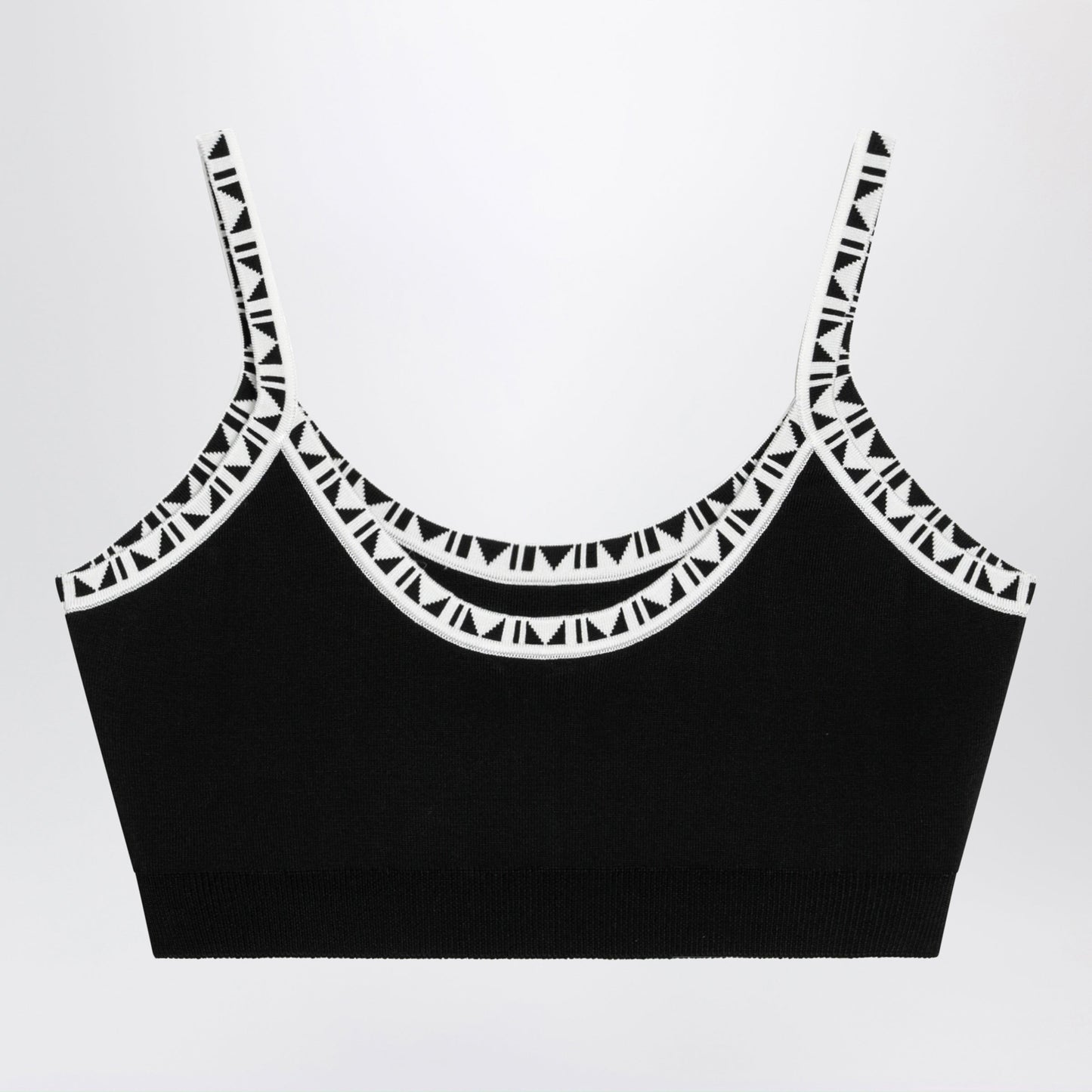 Versace Black Viscose-Blend Cropped Top With Jacquard Details Women VERSACE