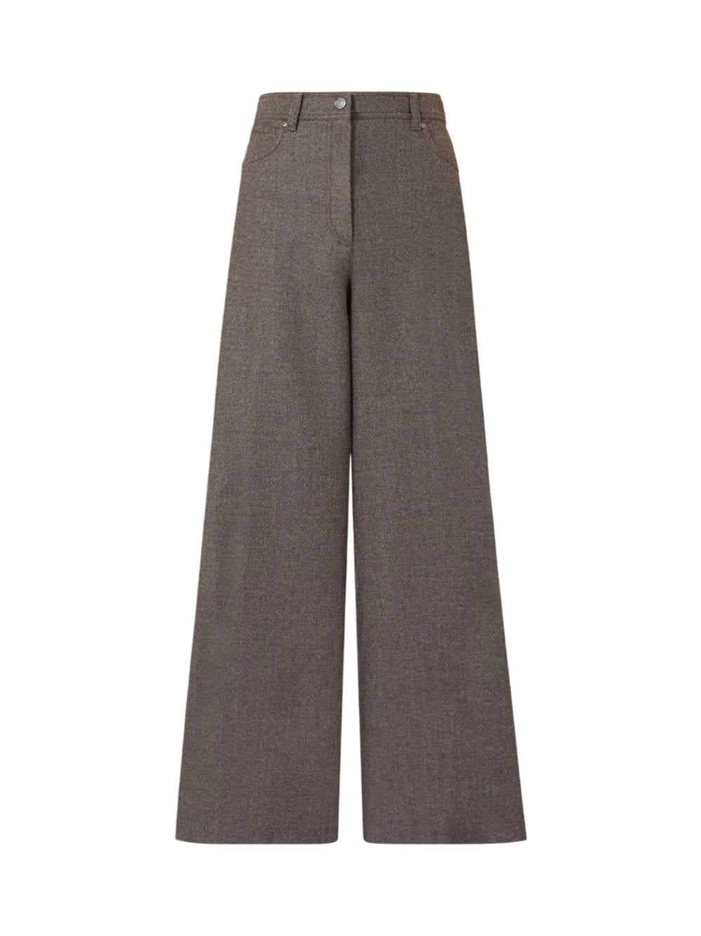 Max Mara Women Wide-Leg Felted Wool Trousers - Brown-Grey MAX MARA