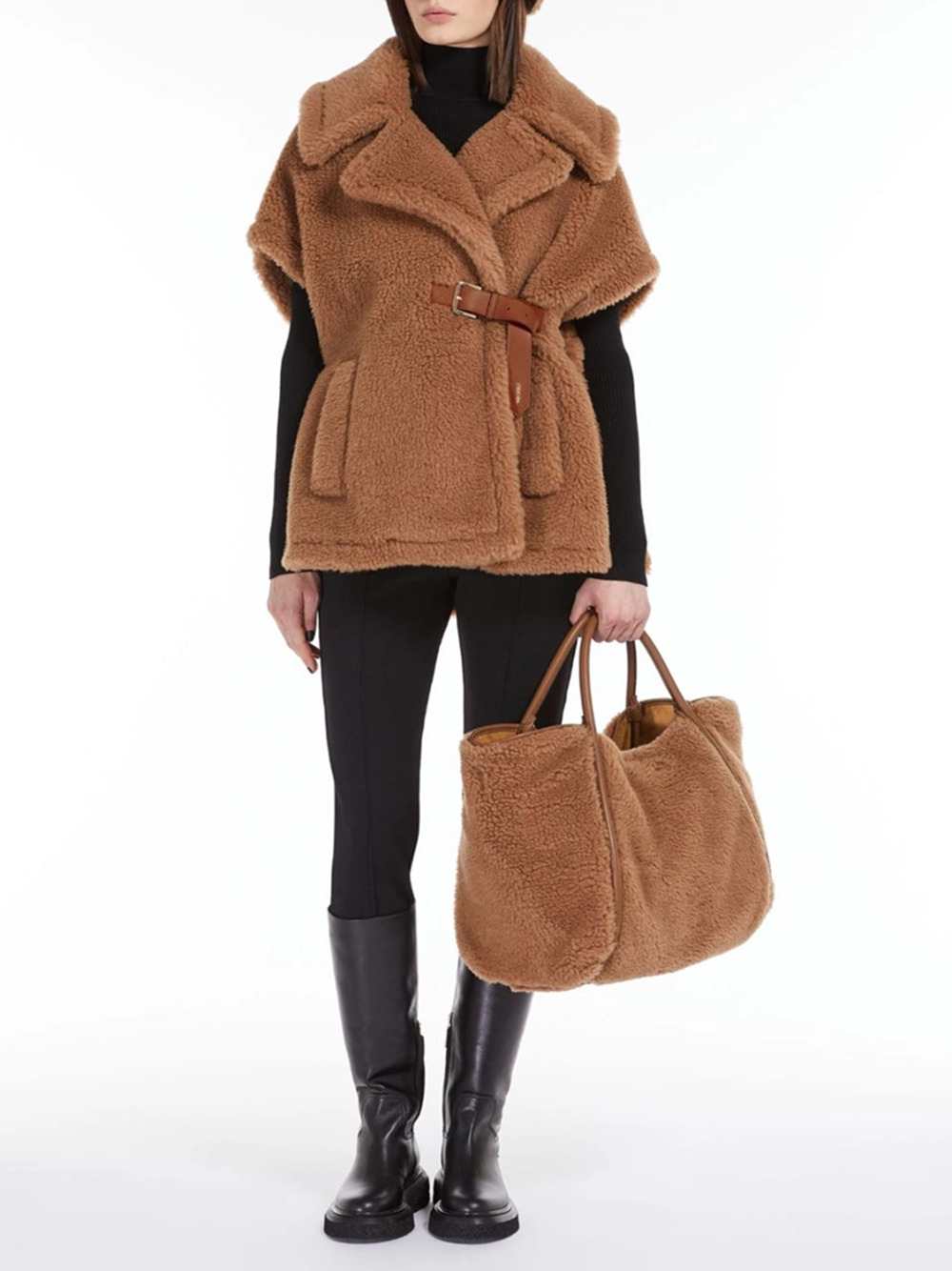 Max Mara Women Camel-Hair Teddy Fabric Cape MAX MARA