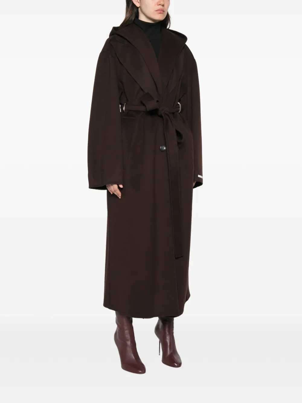 Sportmax Women Hooded Belted Coat SPORTMAX