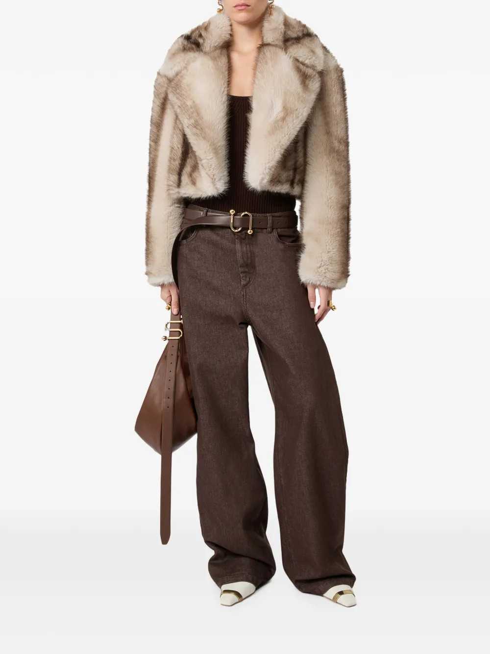 Sportmax Women Cropped Furry Jersey Jacket SPORTMAX