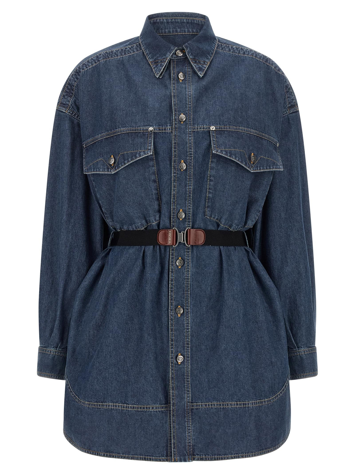 Versace Women Chambray Denim Dress VERSACE