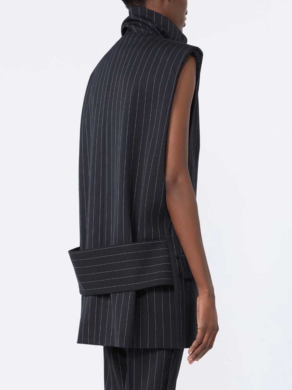 Sportmax Women Pinstriped Wool Sleeveless Jacket - Black SPORTMAX