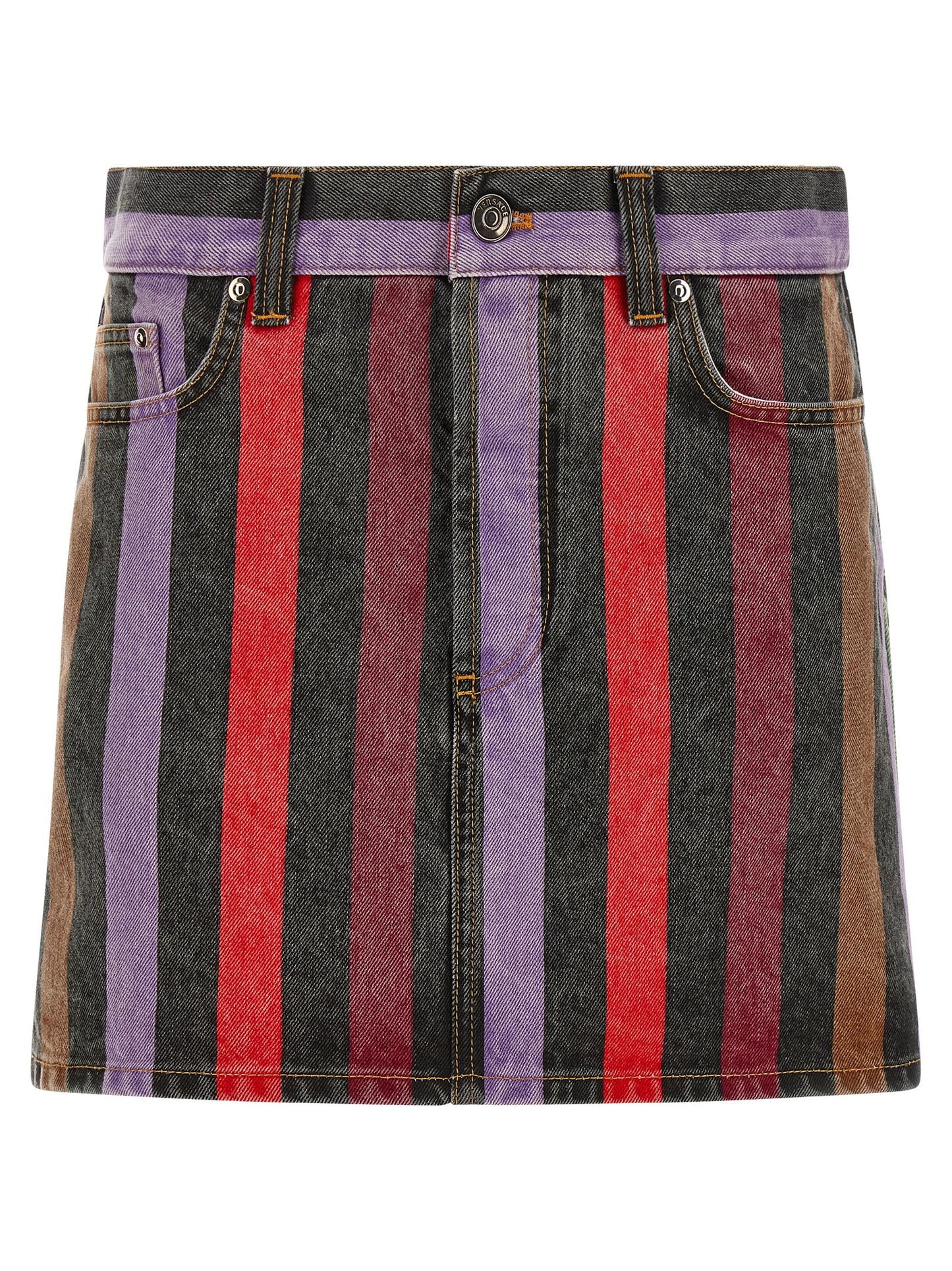 Versace Women Striped Denim Skirt VERSACE