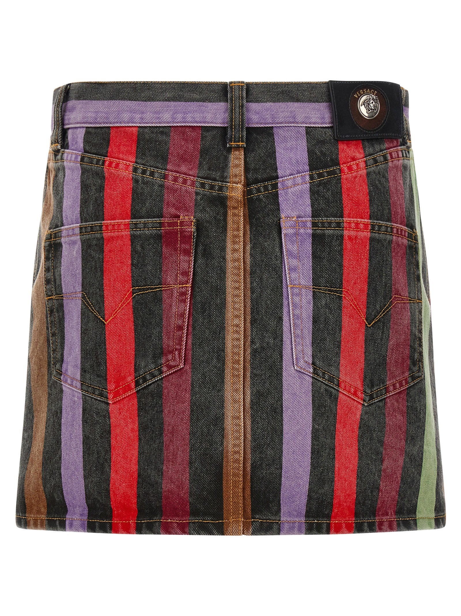 Versace Women Striped Denim Skirt VERSACE