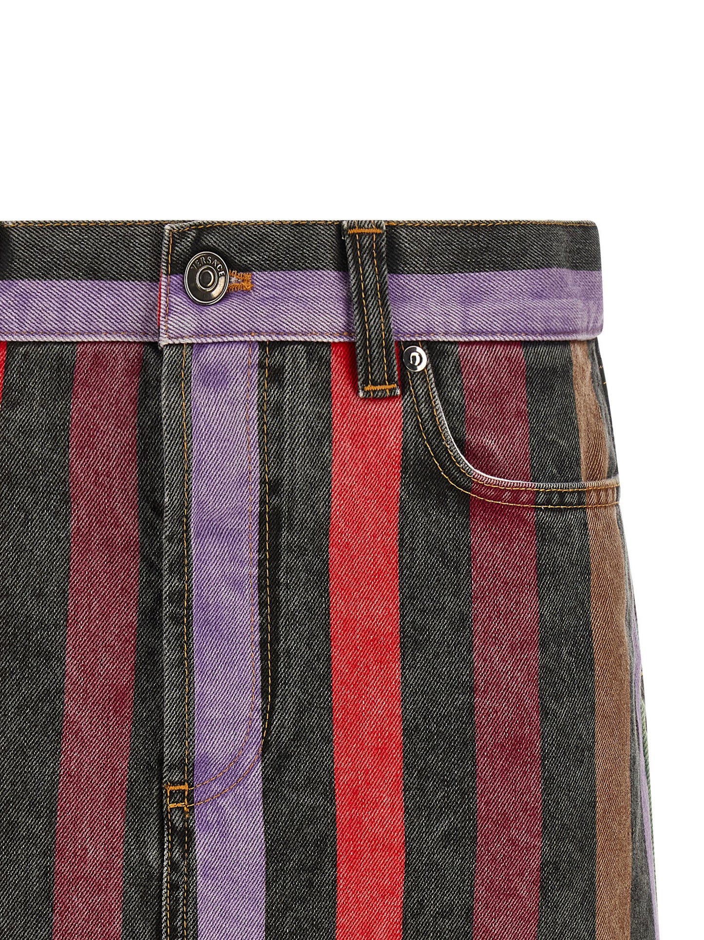 Versace Women Striped Denim Skirt VERSACE