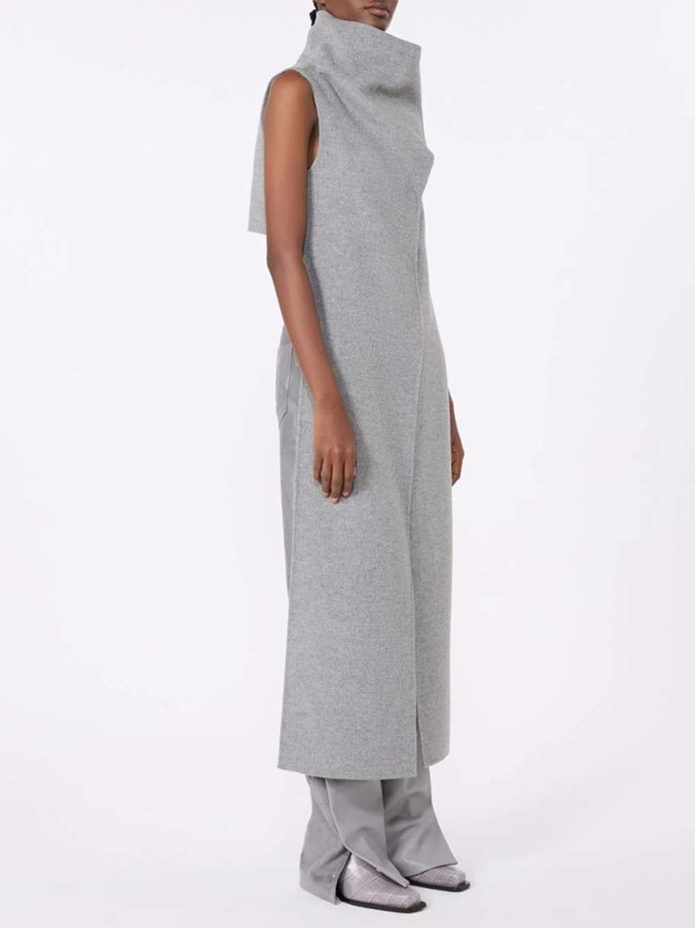 Sportmax Women Pure Wool Long Coat - Mid-Grey SPORTMAX