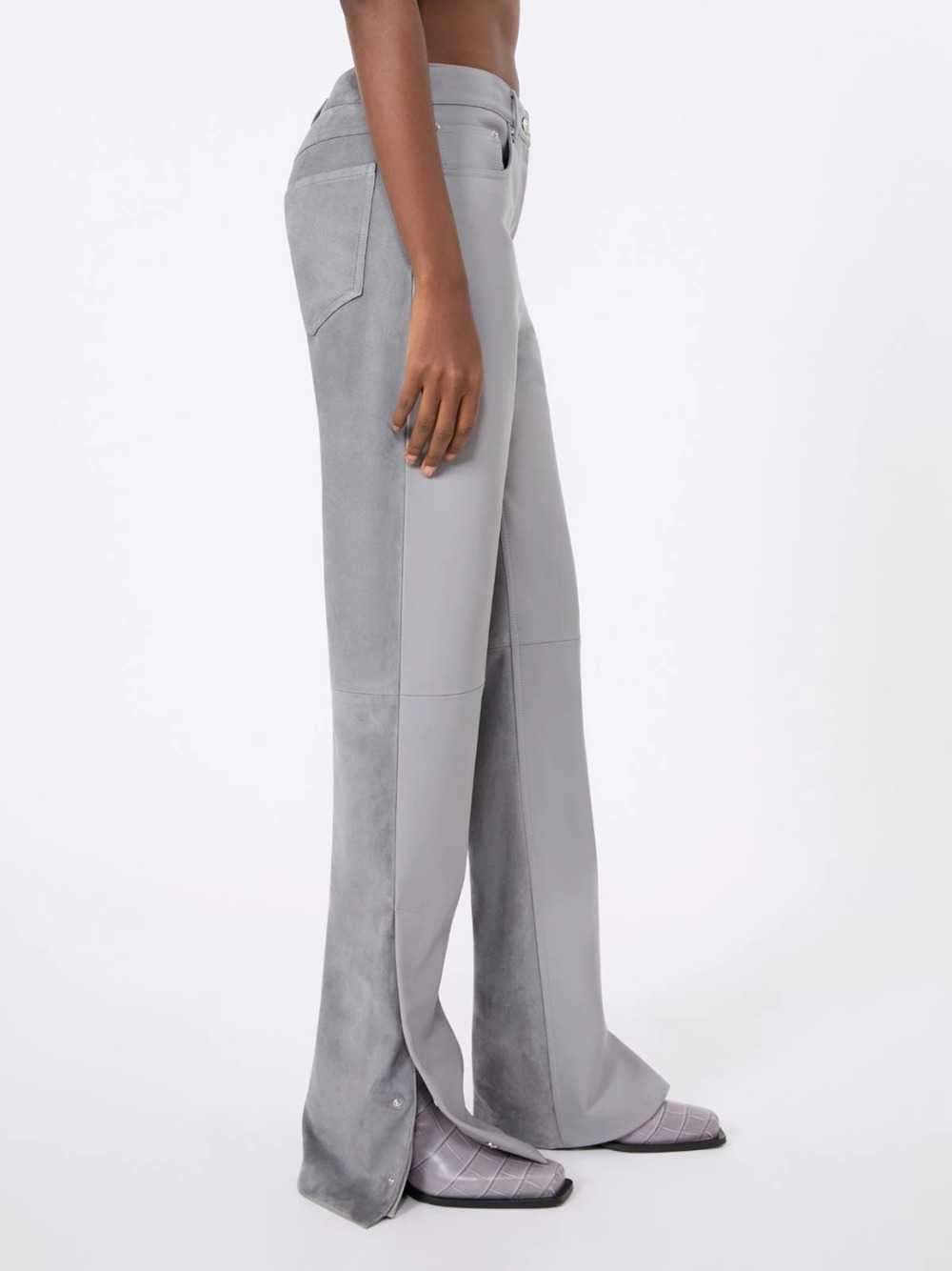 Sportmax Women 5-Pocket Leather And Suede Trousers – Medium Grey SPORTMAX