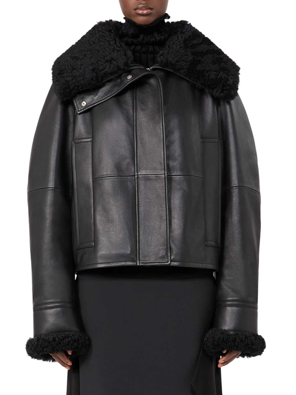 Sportmax Women Padded Leather Jacket - Black SPORTMAX