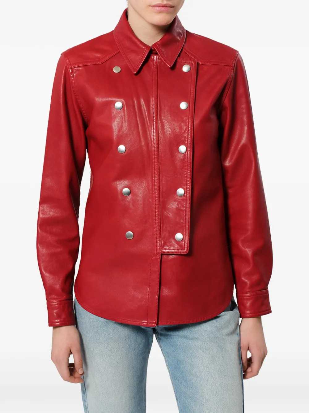 Marant Women Valdy Snap-Button Leather Shirt ISABEL MARANT