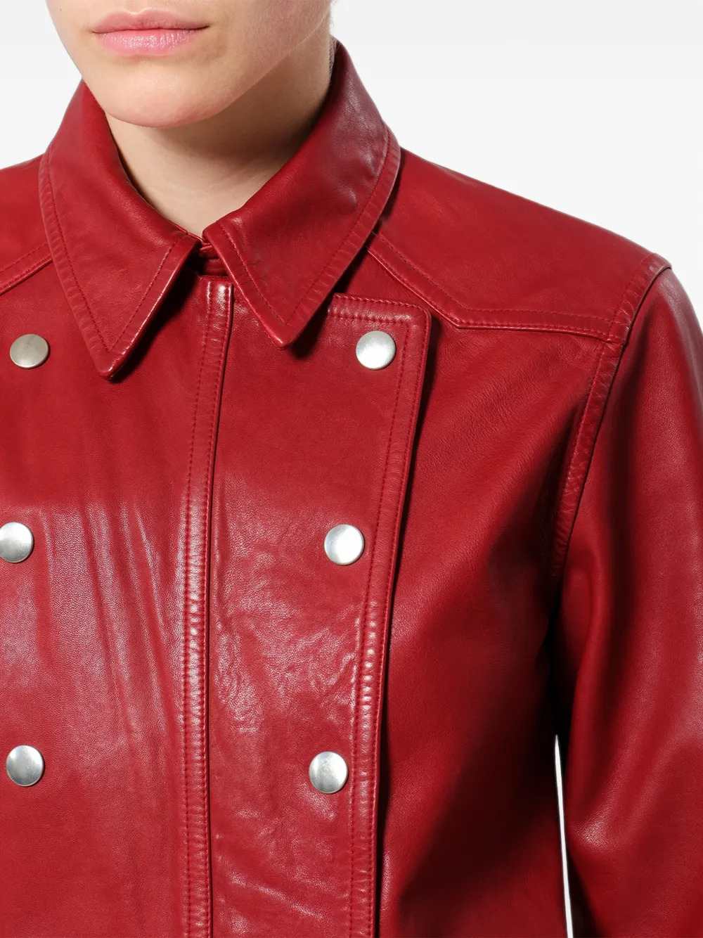 Marant Women Valdy Snap-Button Leather Shirt ISABEL MARANT