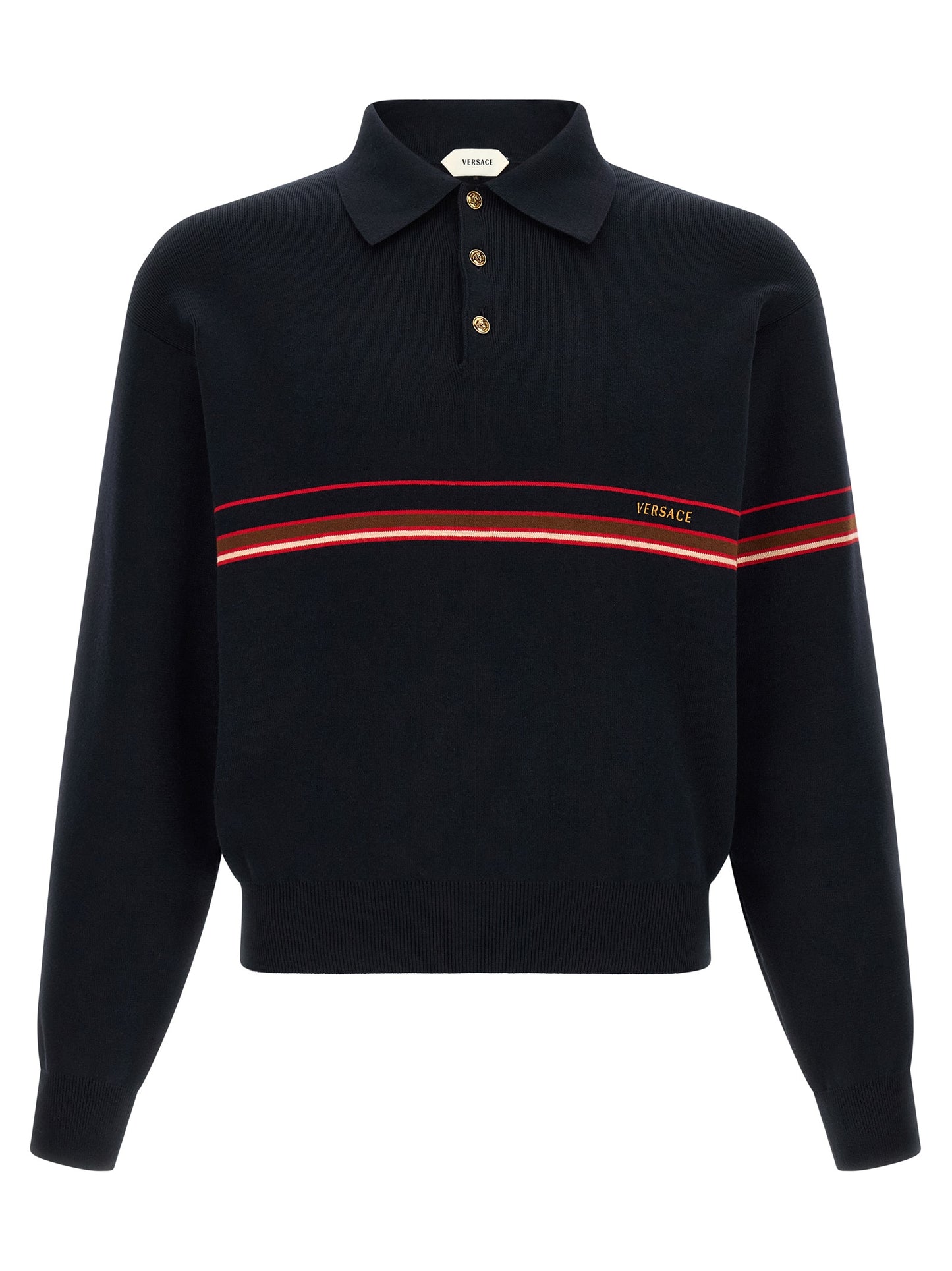 Versace Men Inlaid Striped Polo Shirt VERSACE