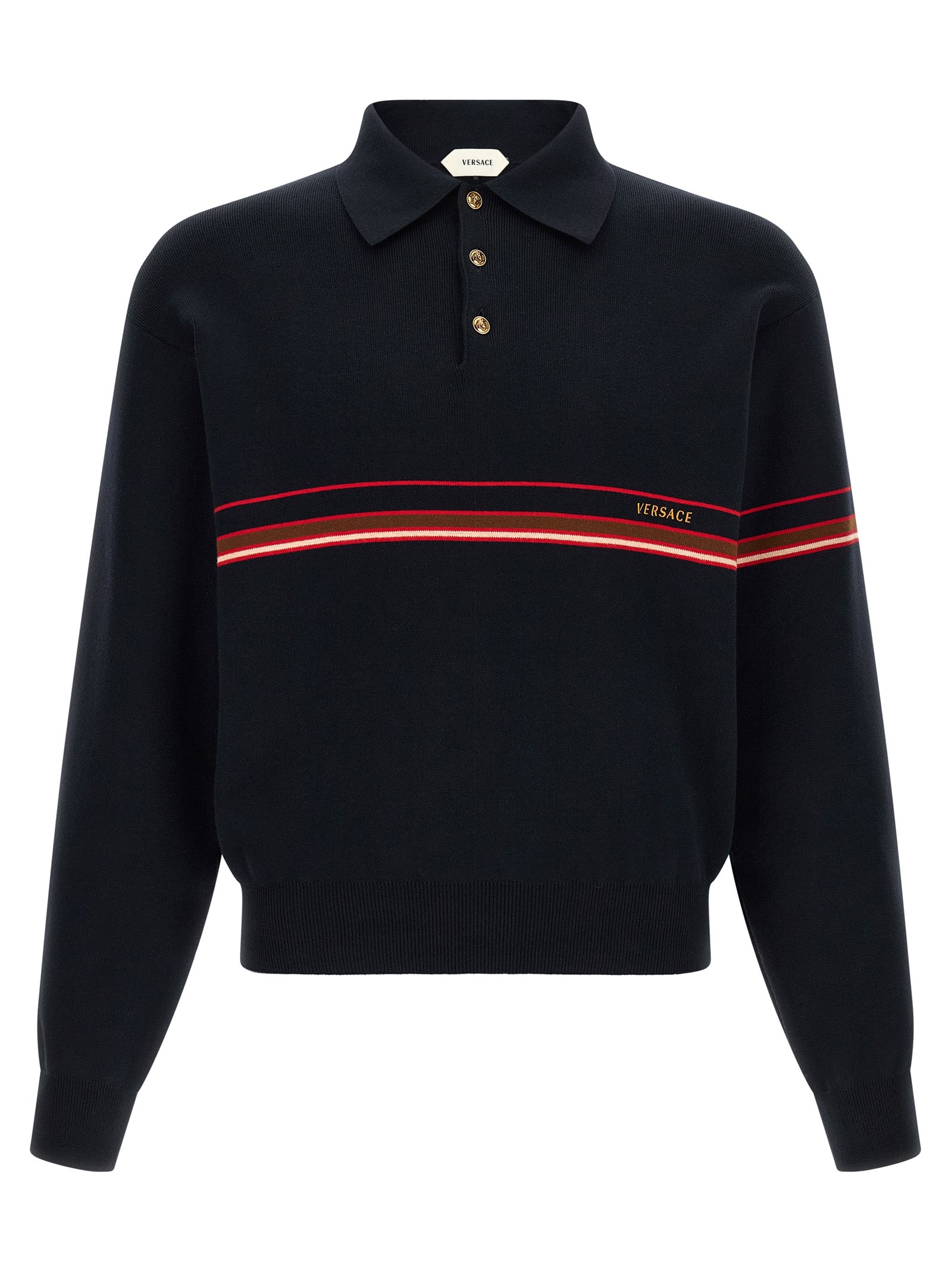 Versace Men Inlaid Striped Polo Shirt VERSACE