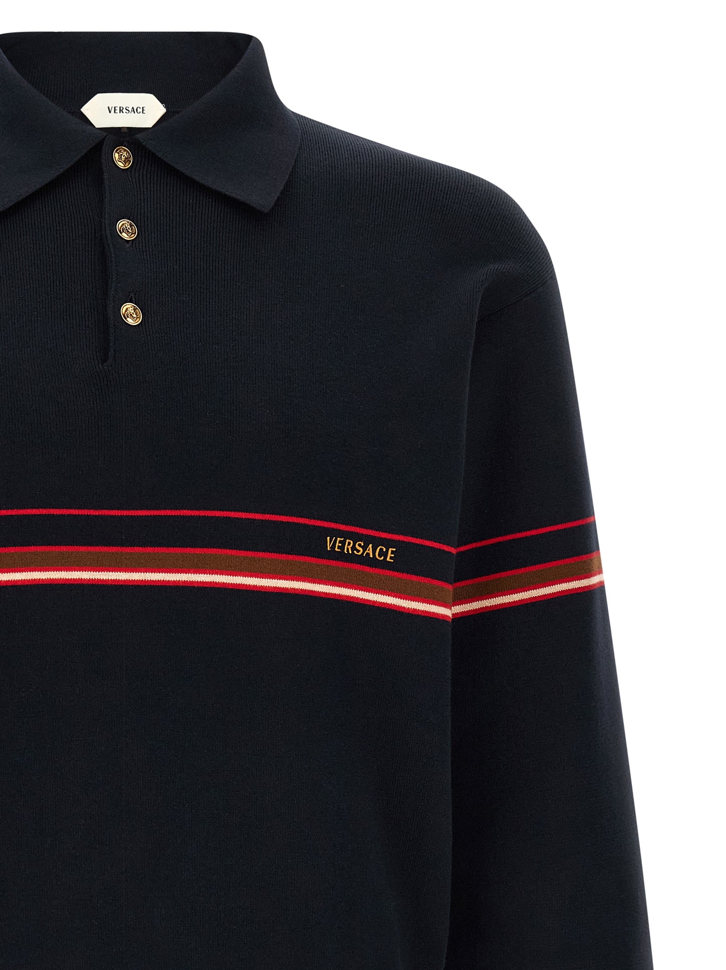 Versace Men Inlaid Striped Polo Shirt VERSACE
