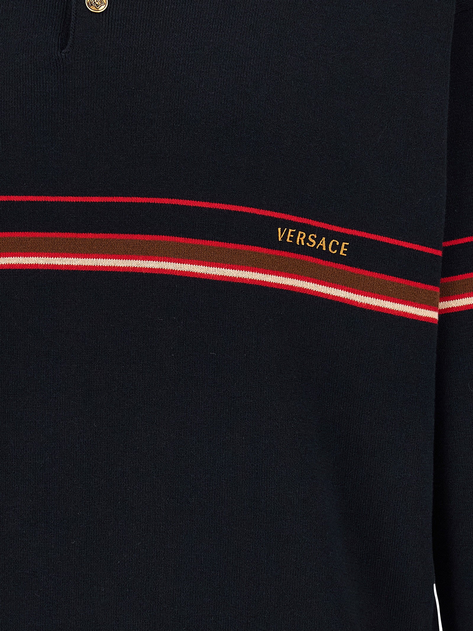 Versace Men Inlaid Striped Polo Shirt VERSACE