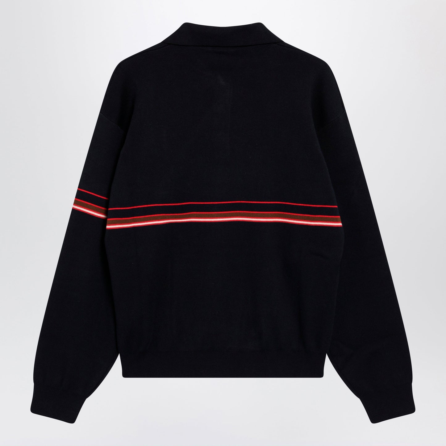 Versace Navy Blue Cotton Knit Polo Shirt With Embroidered Logo Men VERSACE