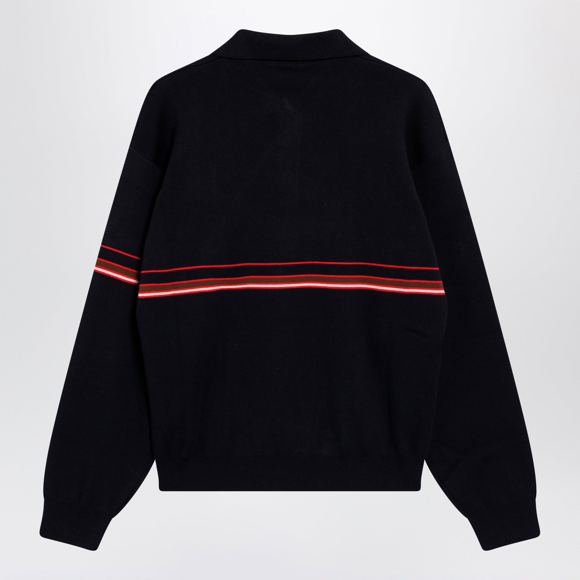 Versace Navy Blue Cotton Knit Polo Shirt With Embroidered Logo Men VERSACE