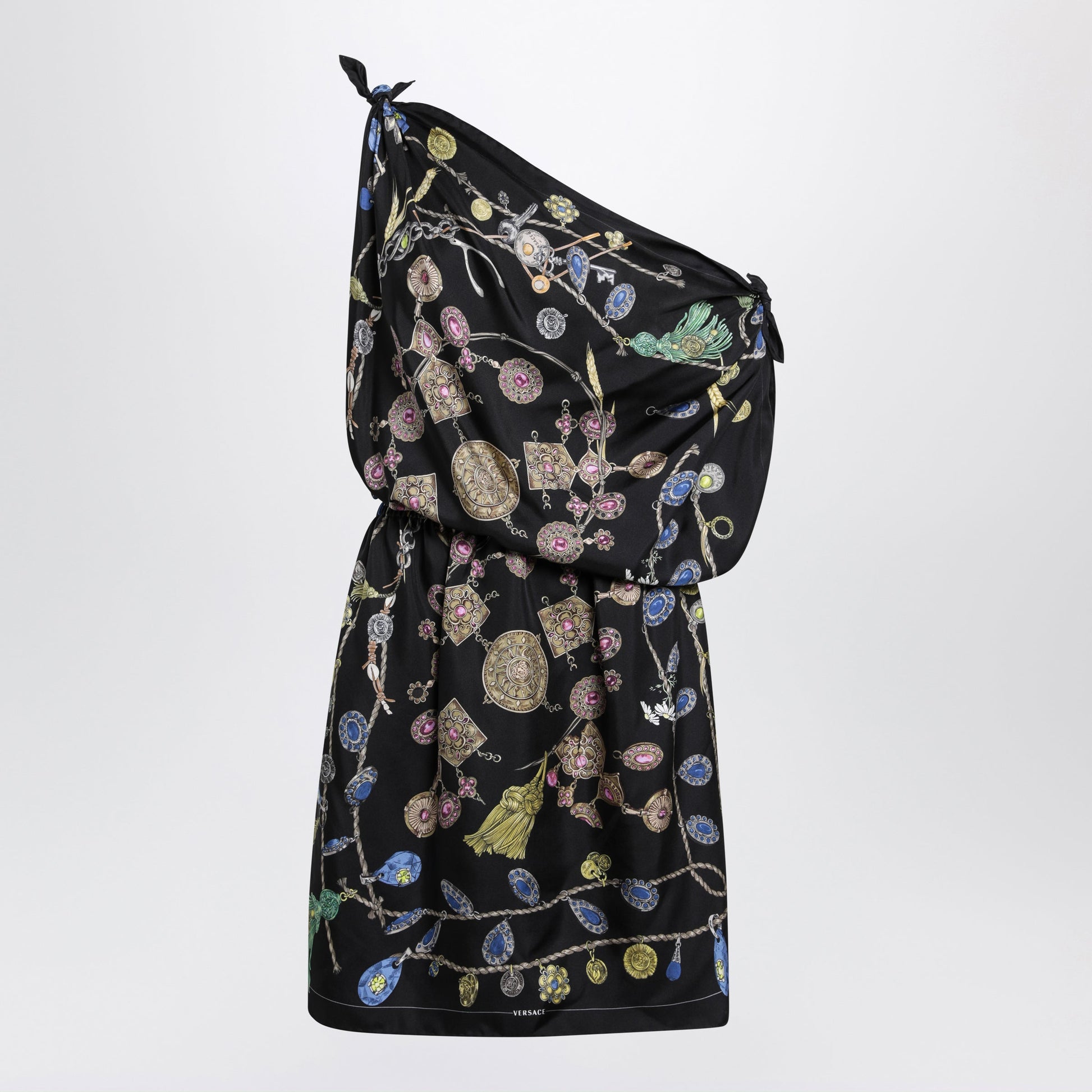 Versace Black Printed Silk Twill Dress Women VERSACE