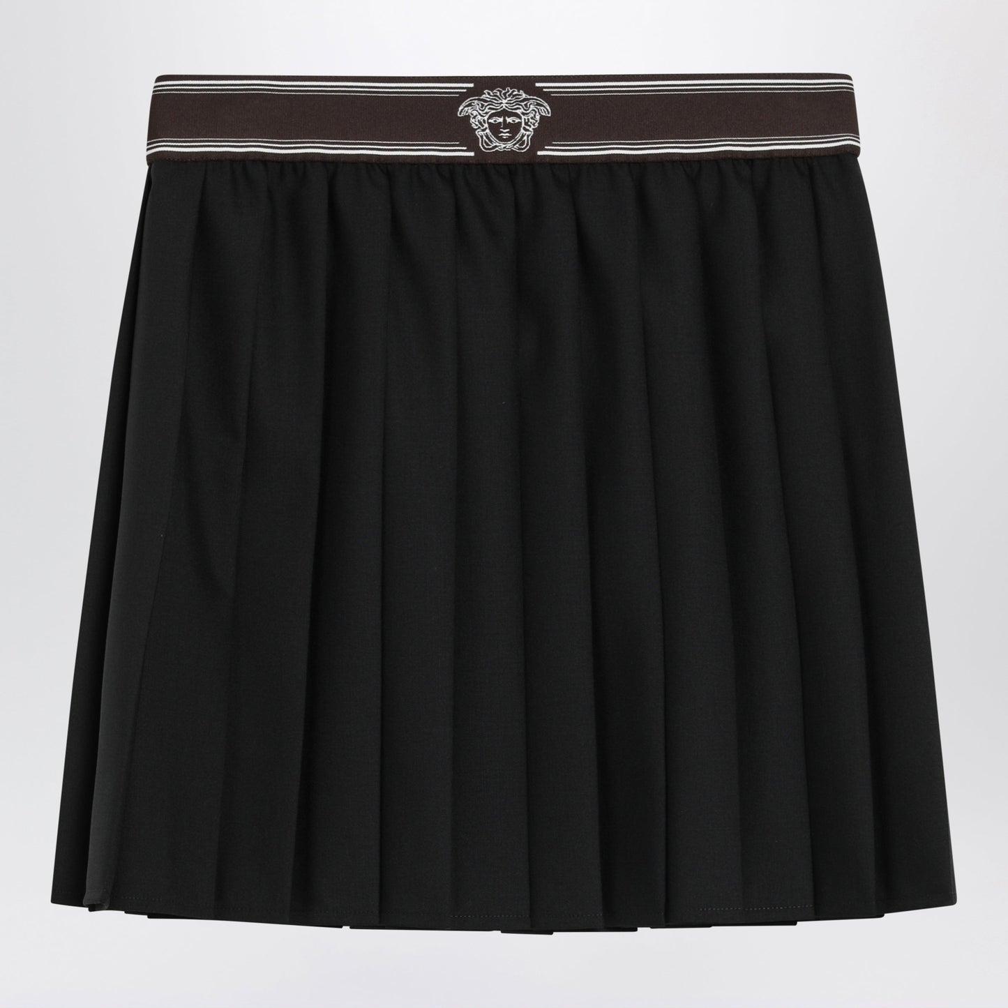 Versace Black Wool And Mohair Pleated Mini Skirt Women VERSACE