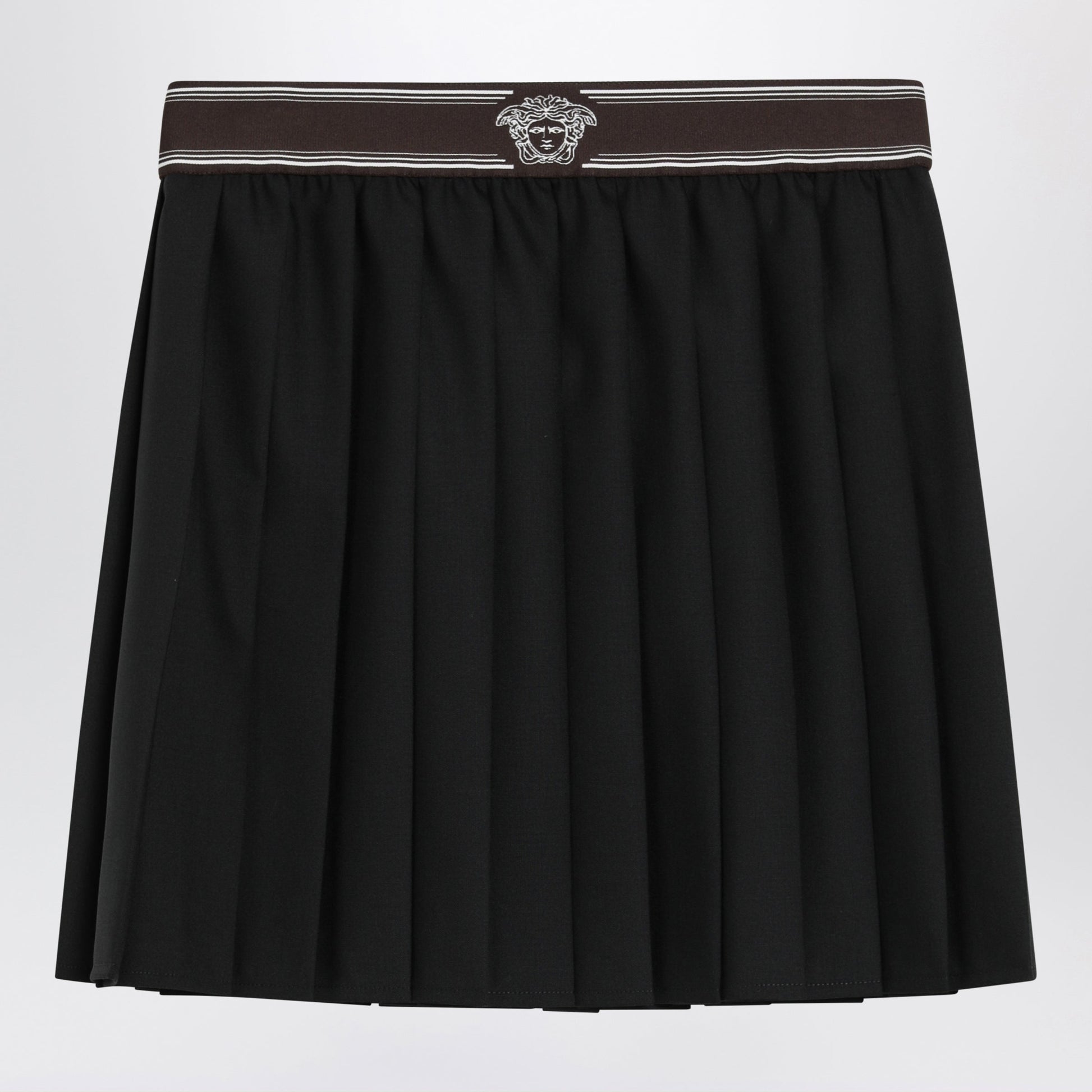 Versace Black Wool And Mohair Pleated Mini Skirt Women VERSACE