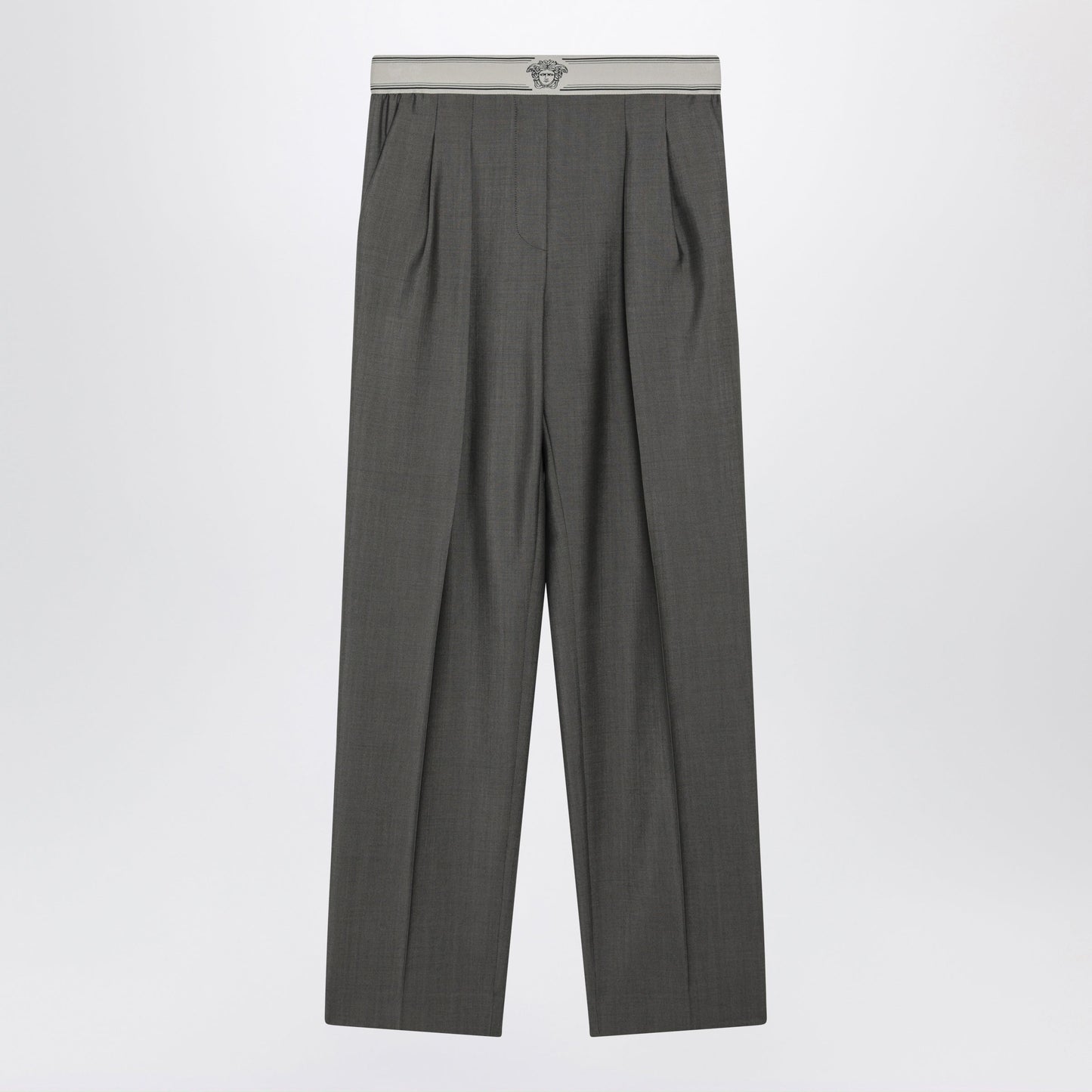 Versace Cold Grey Mohair Wool Trousers Women VERSACE