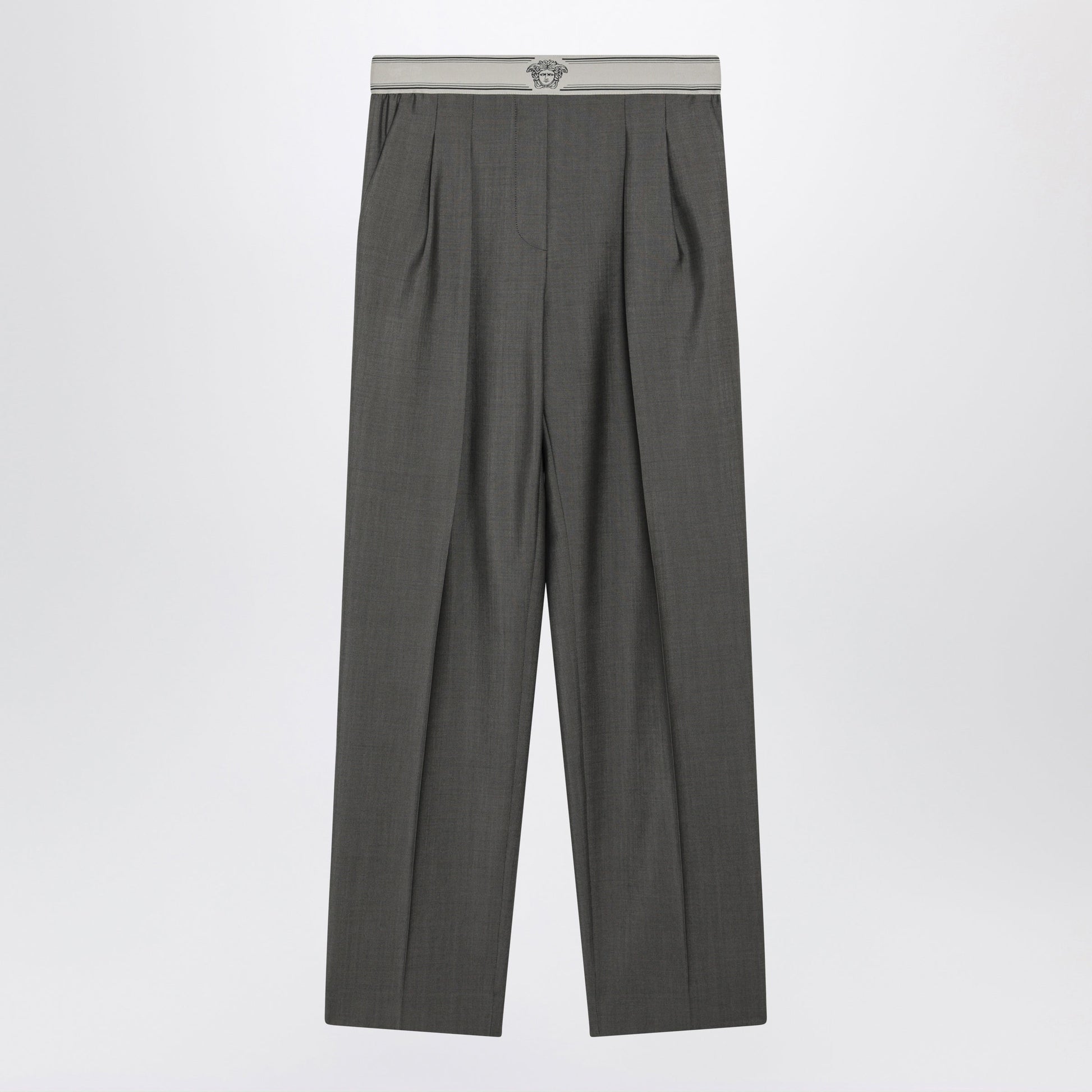 Versace Cold Grey Mohair Wool Trousers Women VERSACE