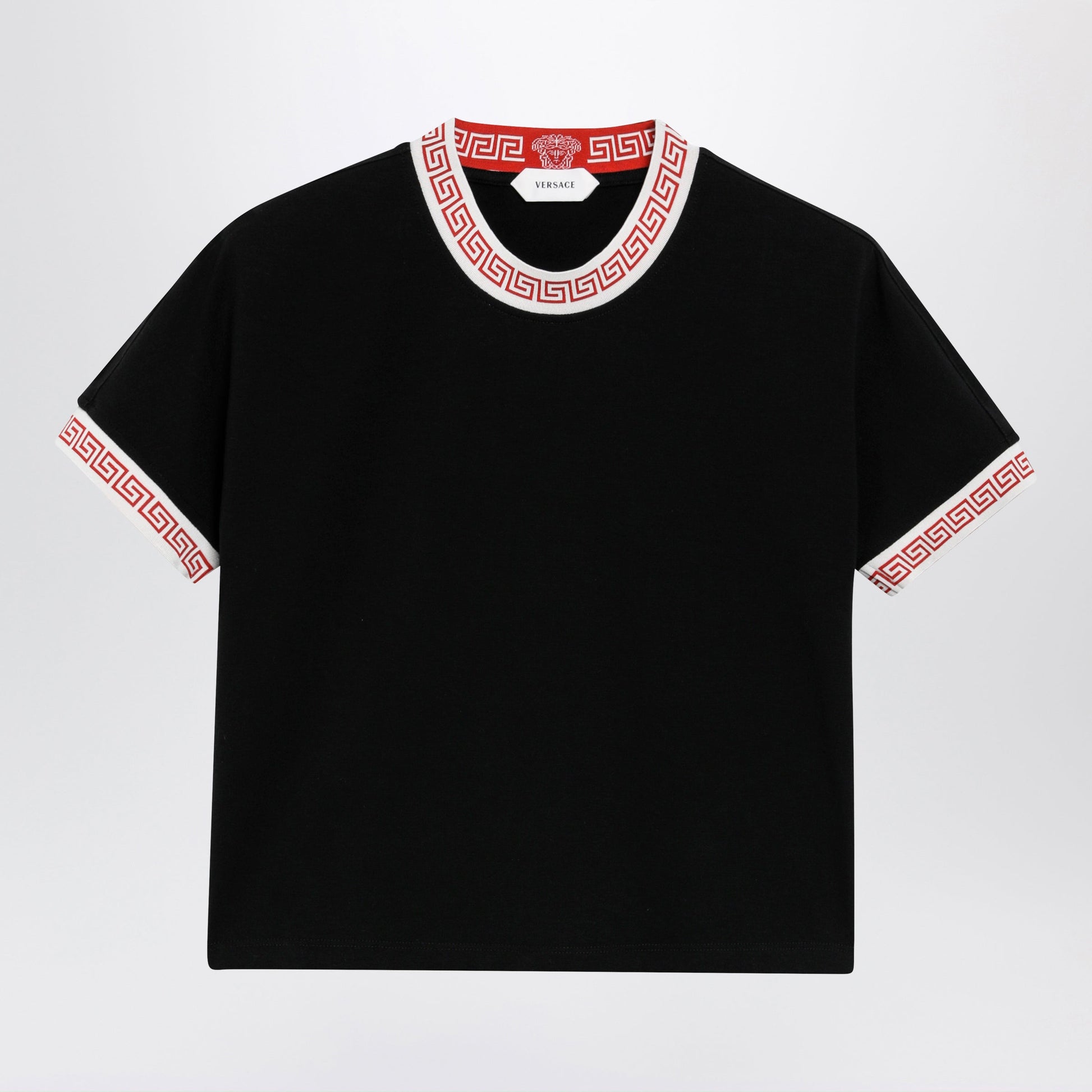 Versace Black Stretch Cotton Jersey T-Shirt Women VERSACE