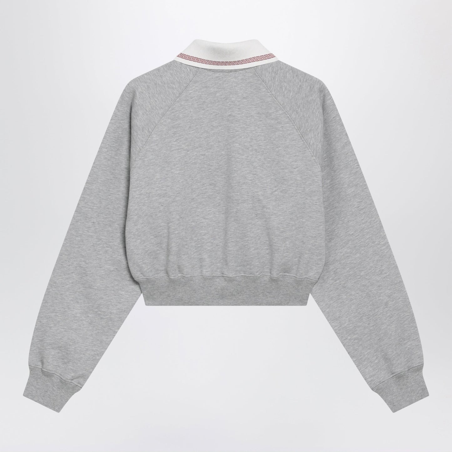 Versace Grey Cropped Cotton Polo Sweatshirt Women VERSACE