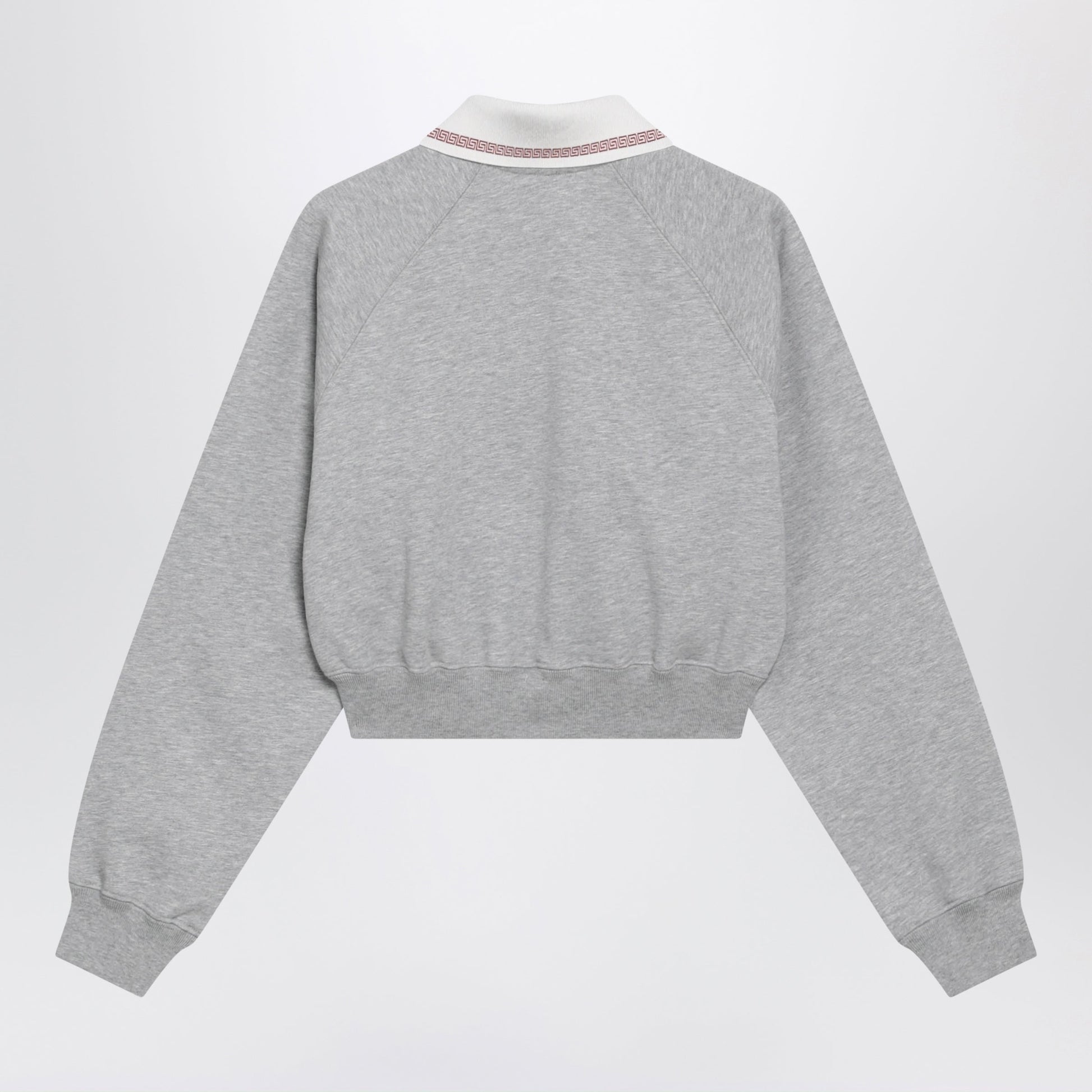 Versace Grey Cropped Cotton Polo Sweatshirt Women VERSACE