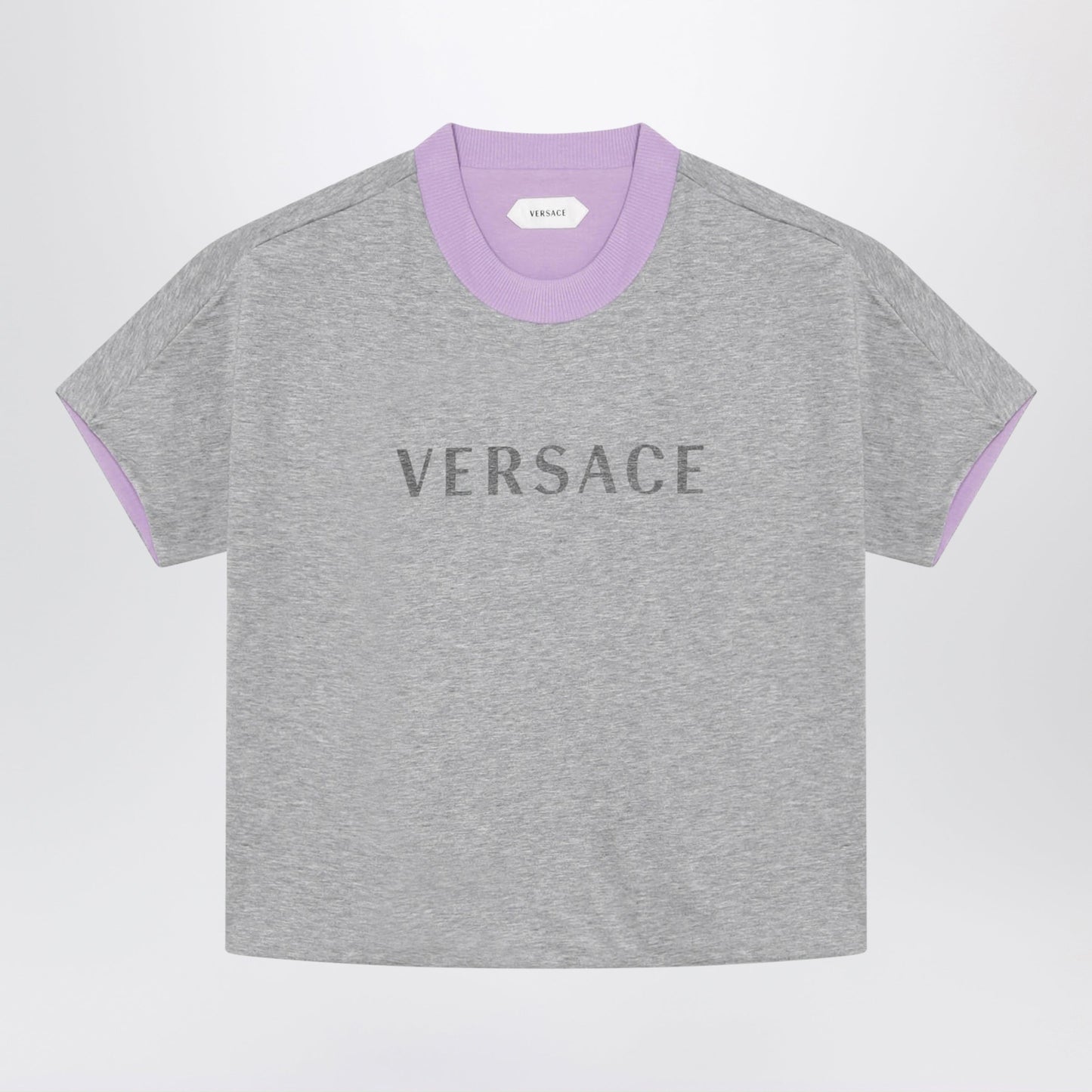 Versace Reversible Grey/Lilac Cotton Jersey T-Shirt Women VERSACE