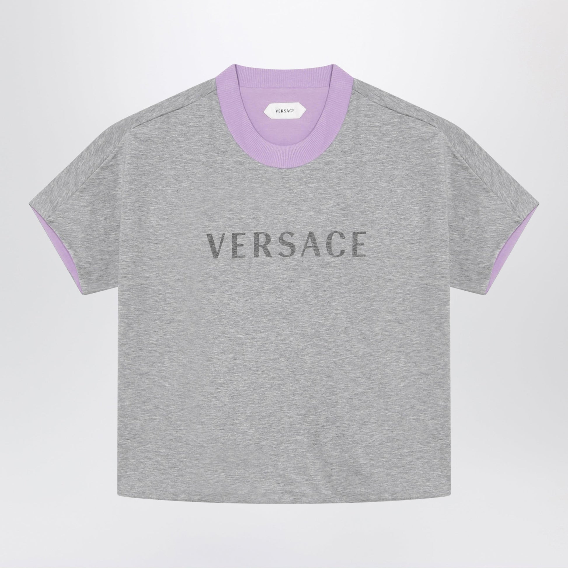 Versace Reversible Grey/Lilac Cotton Jersey T-Shirt Women VERSACE