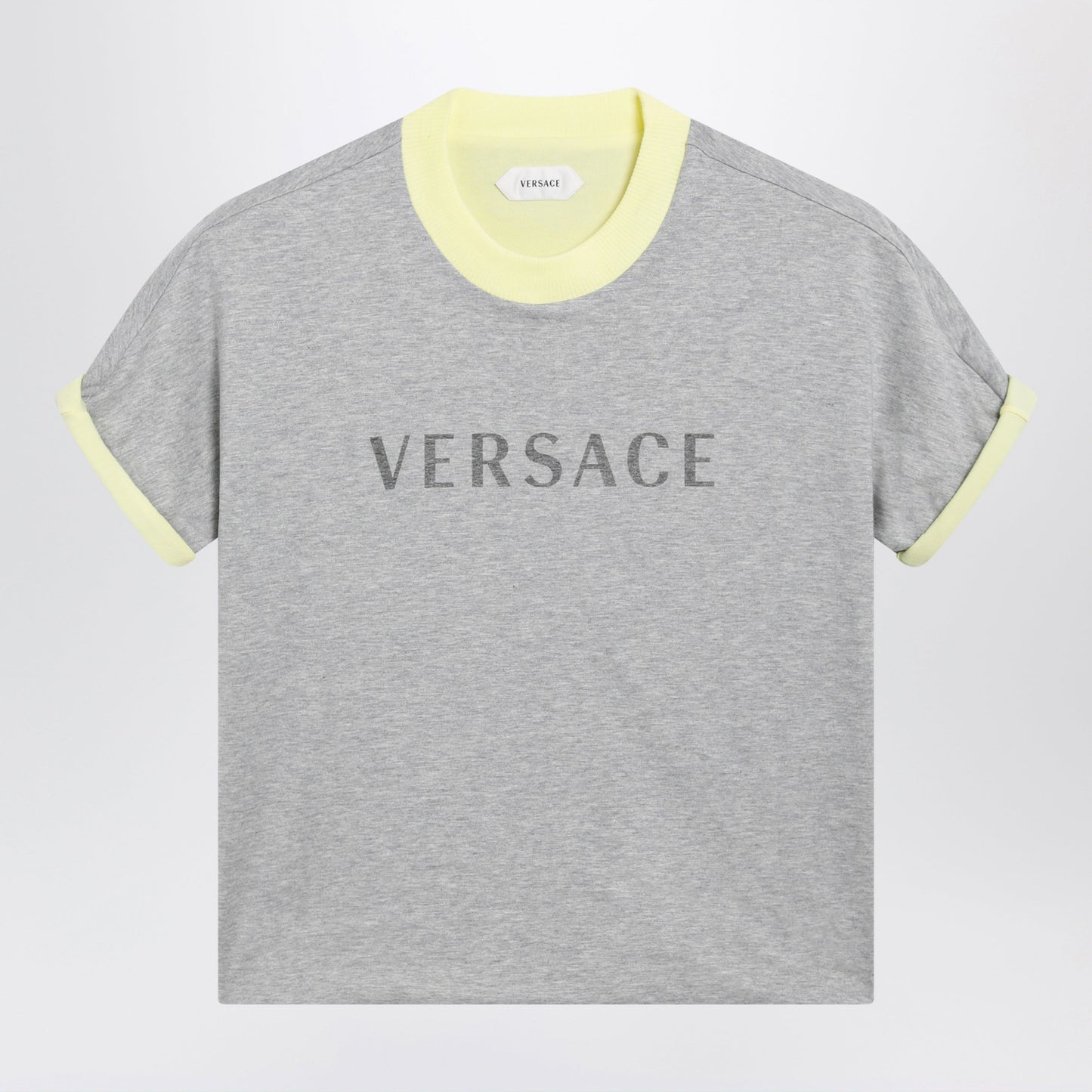 Versace Reversible Grey/Yellow Cotton Jersey T-Shirt Women VERSACE