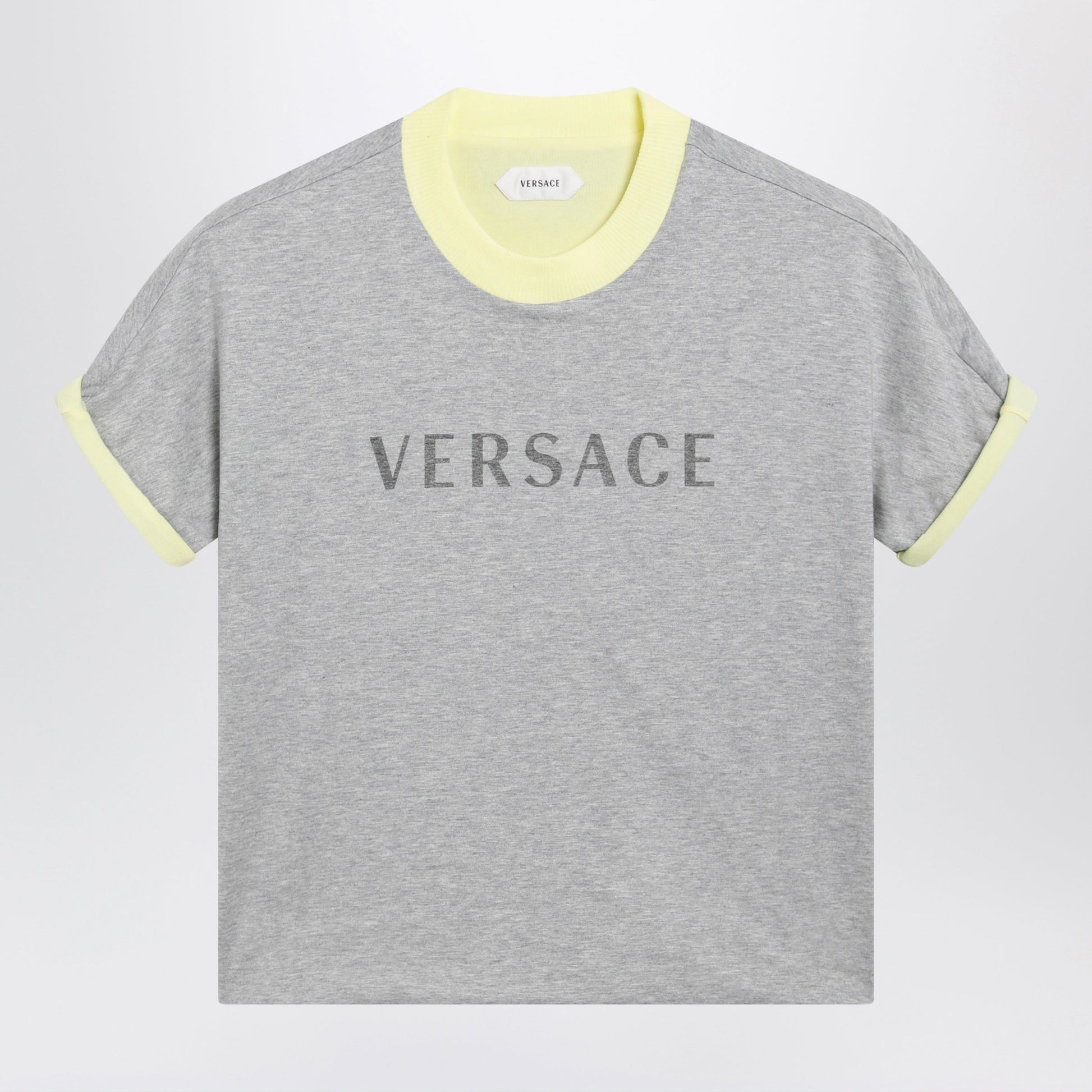 Versace Reversible Grey/Yellow Cotton Jersey T-Shirt Women VERSACE