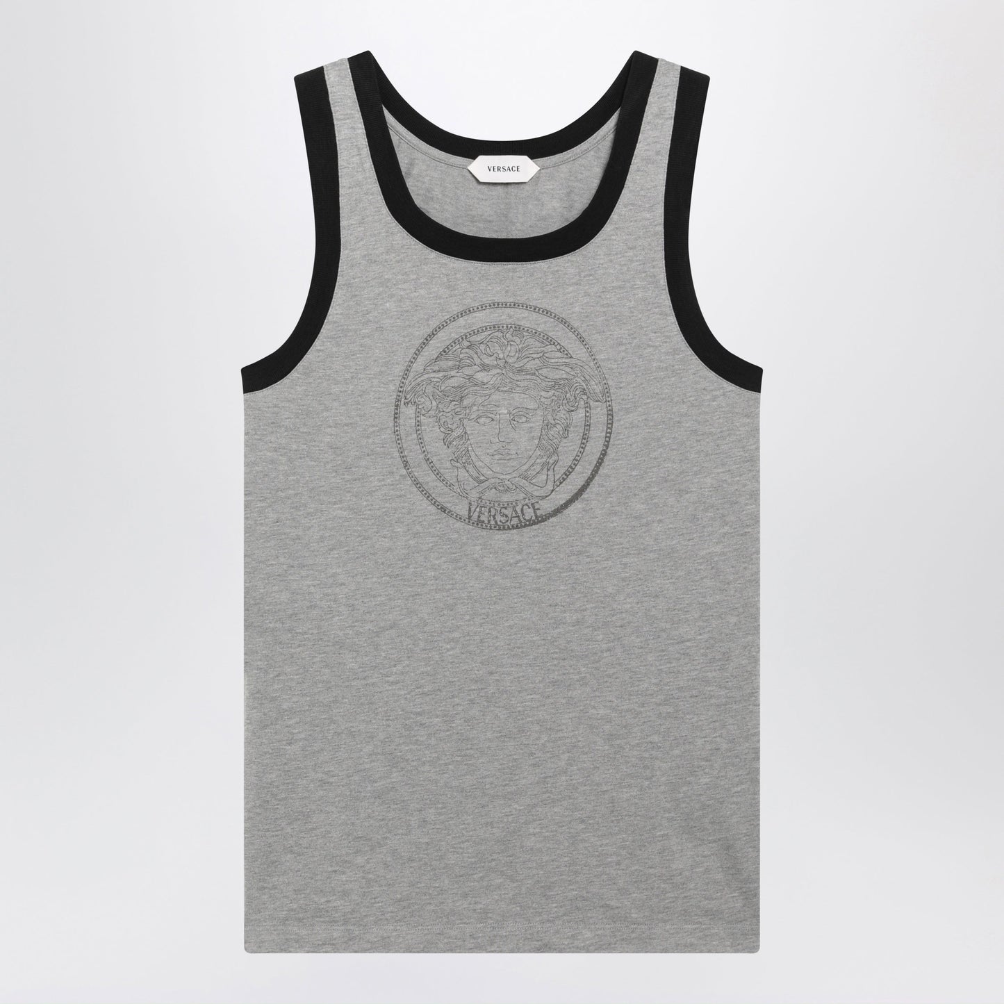 Versace Light Grey Cotton Jersey T-Shirt With Logo Print Women VERSACE
