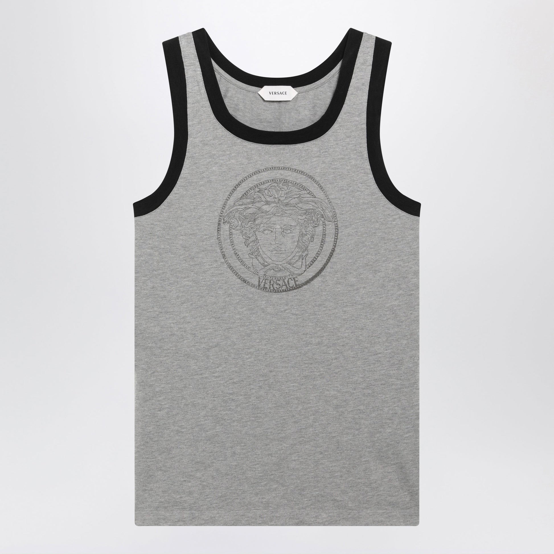 Versace Light Grey Cotton Jersey T-Shirt With Logo Print Women VERSACE