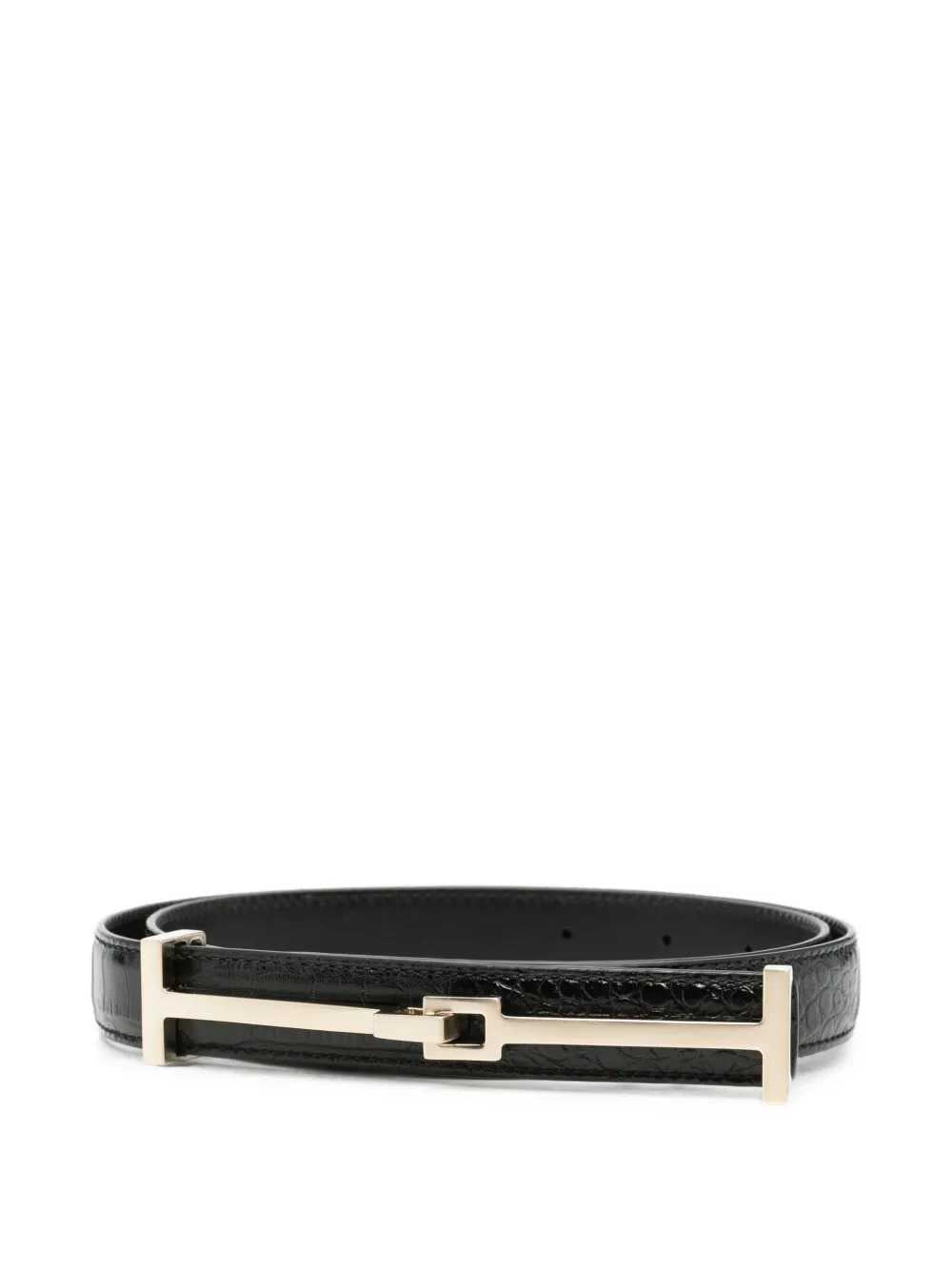 Tom Ford Women T-Logo Belt With Crocodile Effect TOM FORD
