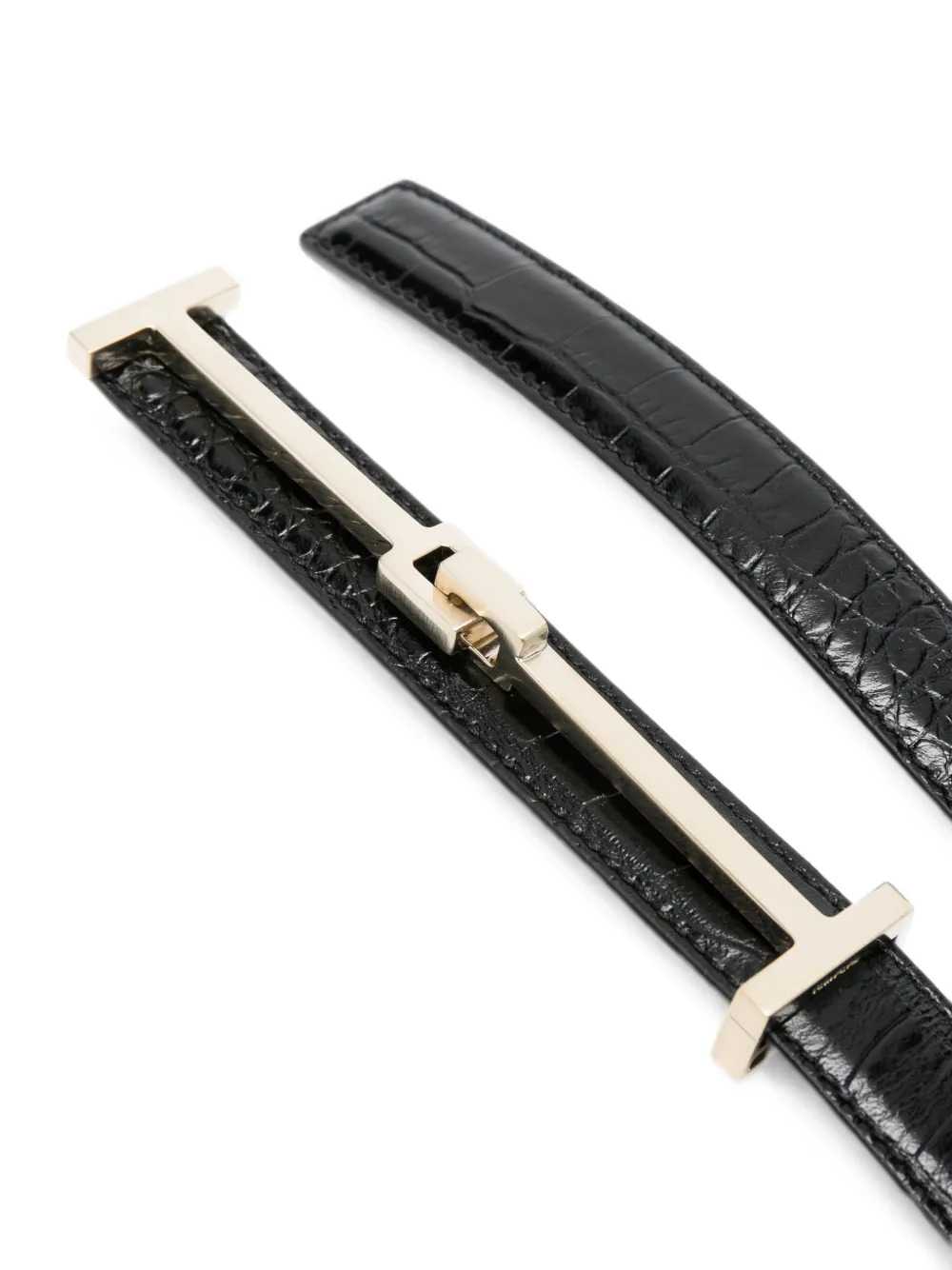 Tom Ford Women T-Logo Belt With Crocodile Effect TOM FORD